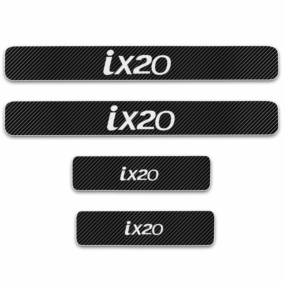 4 Pezzi Battitacco Auto per Hyun-dai Ix20, Fibra di Carbonio Antiscivolo AntiGraffio Soglia della Porta calciere Protezioni del Pedale dello Car Styling Accessorio