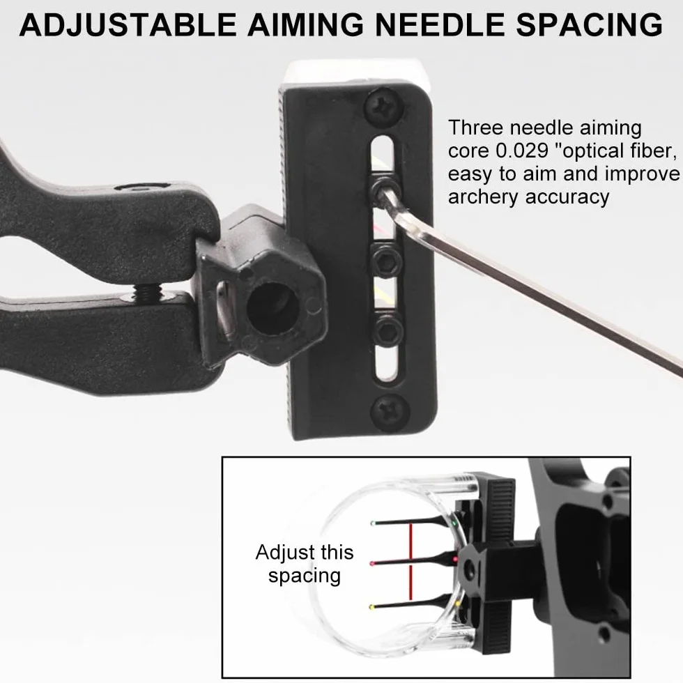 MiOYOOW Mirino ad arco composto micro regolabile 3 pin per caccia