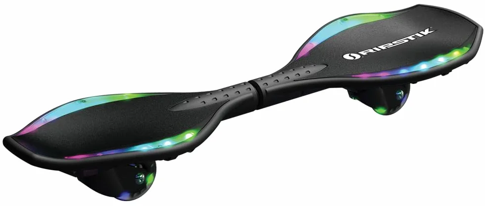 Razor Ripster Lightshow Waveboard - Tavola a Rotelle per Bambini Dagli 8 anni in su con Sterzo a 360°, Ponte Luminoso Attivato dal Movimento, 5 Modalità di Luce, Antiscivolo - Nero