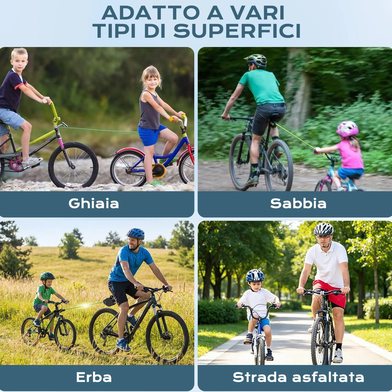 Corda di Traino per Bicicletta Bambino 2,5m Vankarr Compatibile Universale Avvolgimento Automatico