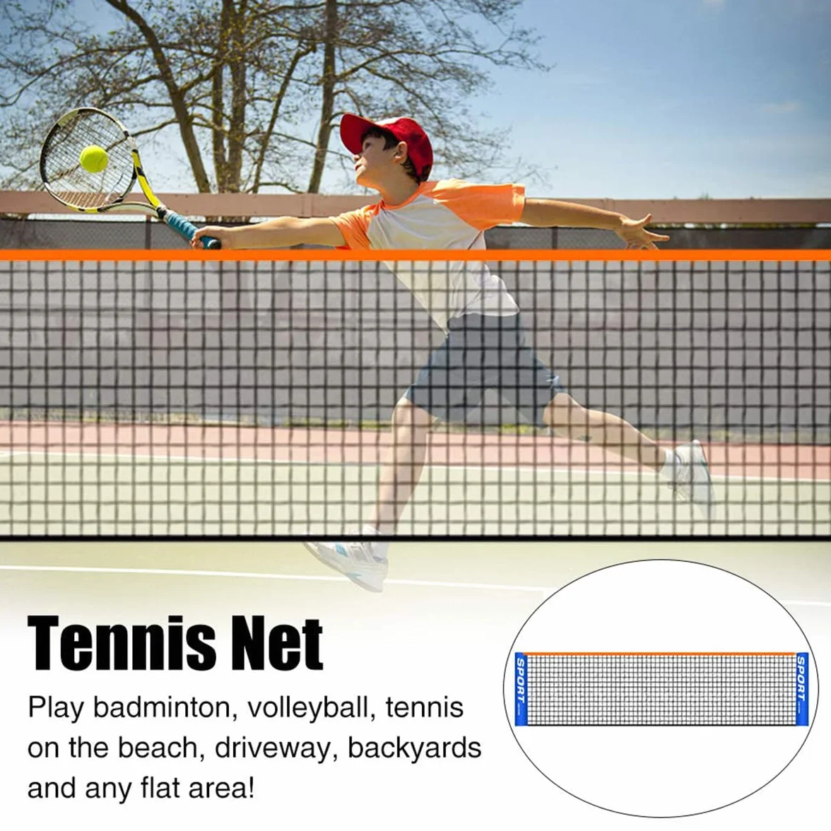 Sarini Pieghevole Rete da Tennis Portatile Allenamento Indoor Outdoor Giardino