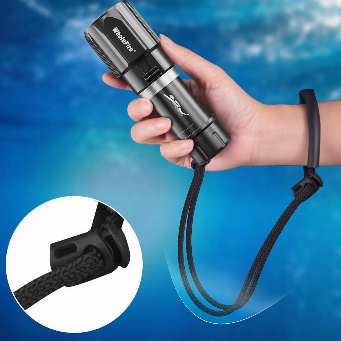 Torcia subacquea 6000 lumen XHP70 IPX8 30M LED