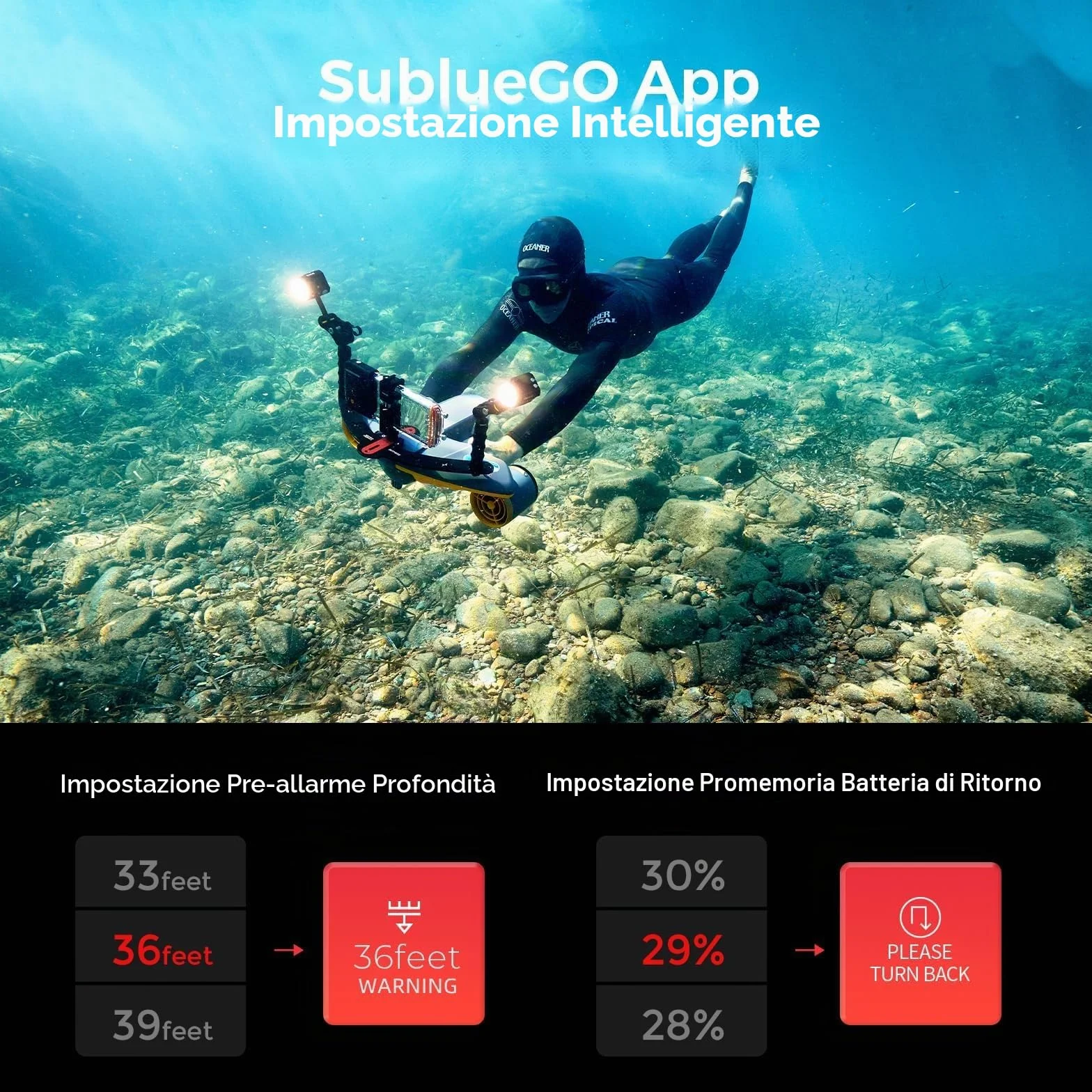 Sublue Navbow Plus Smart Monopattino subacqueo a Doppio Motore con Supporto Action Camera 2 m/s Arancione
