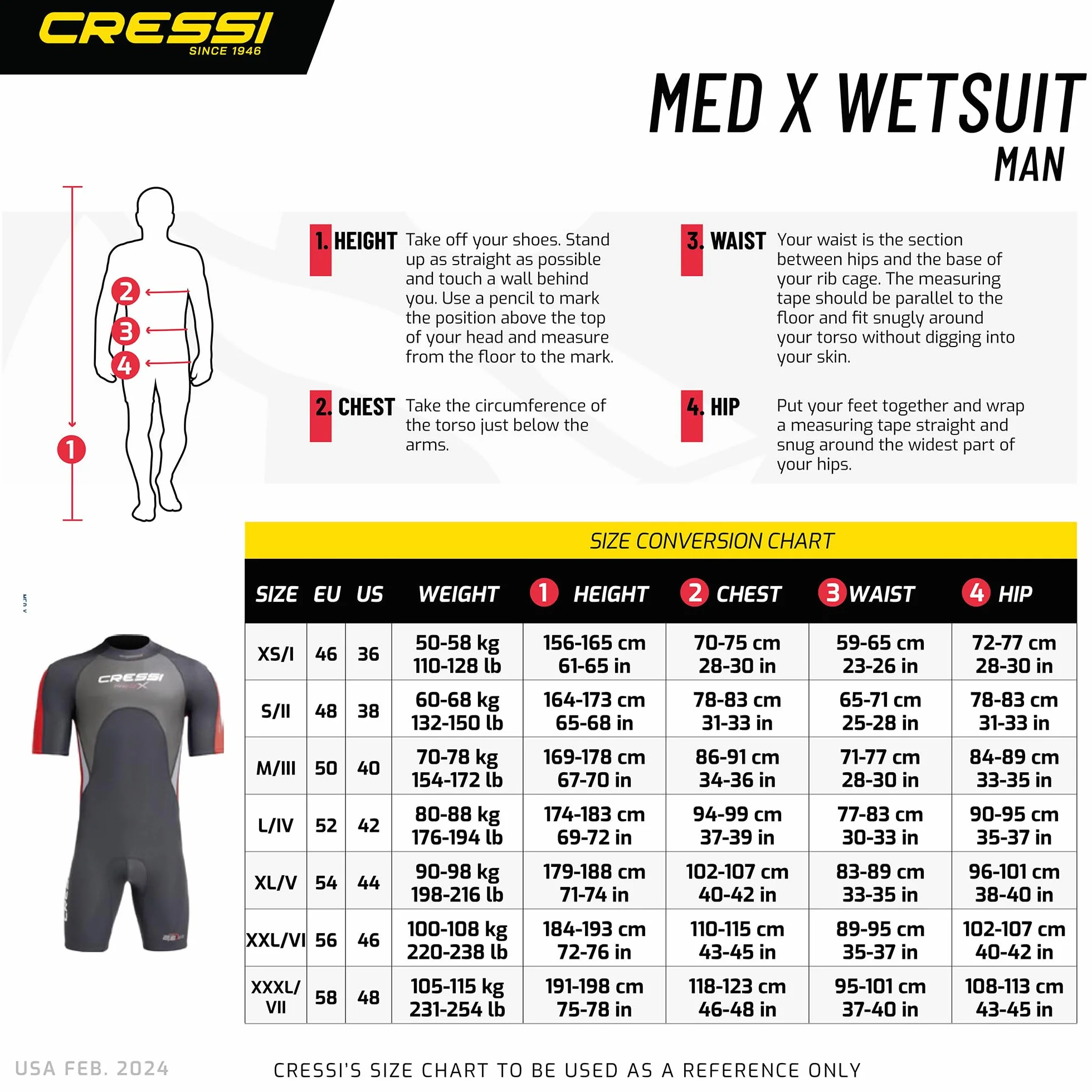 CRESSI Med X Man 2.5mm Men's Shorty Wetsuit for Snorkelling Diving