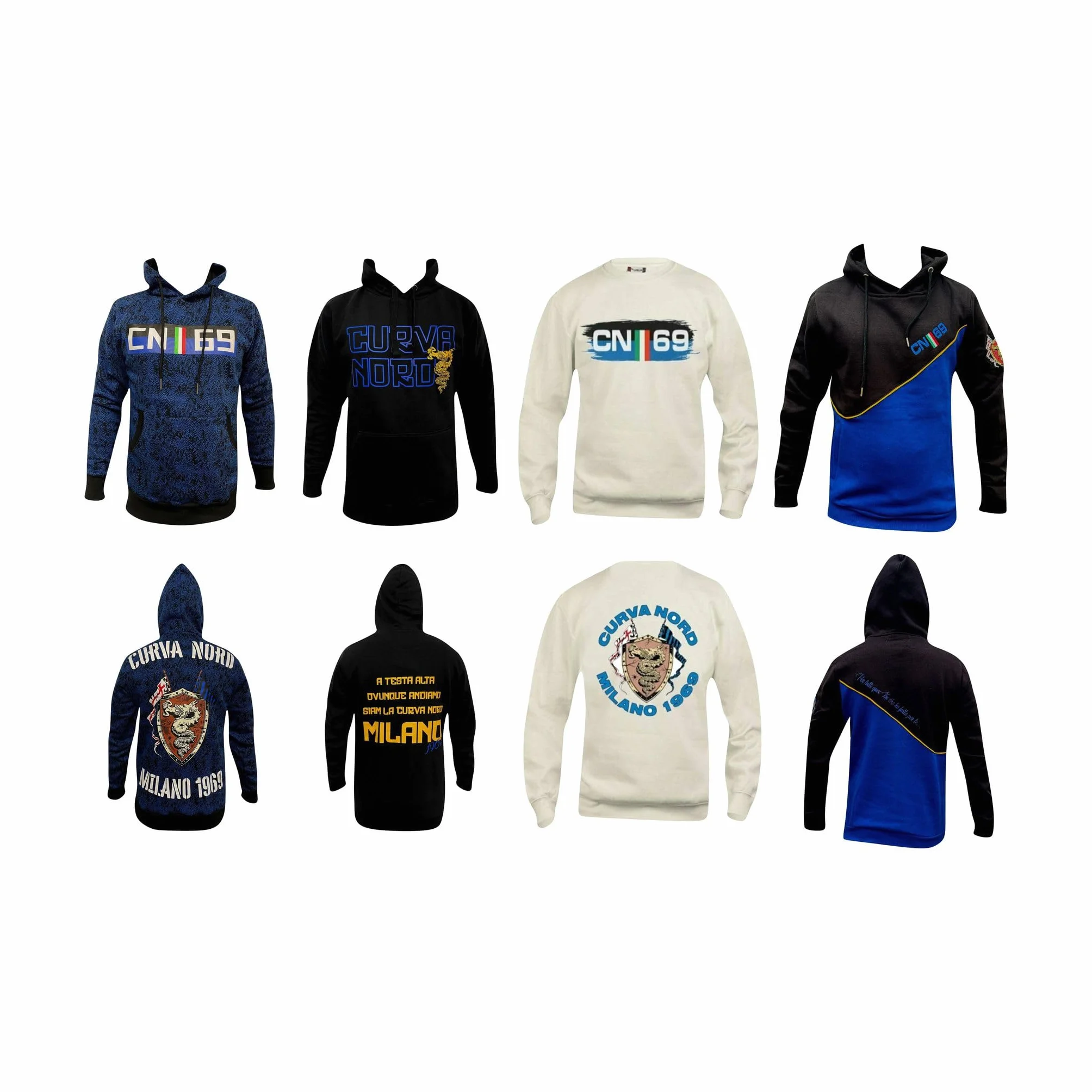MAESTRI DEL CALCIO Felpa Inter Cappuccio Logo Nera Curva Nord Ufficiale Adulto
