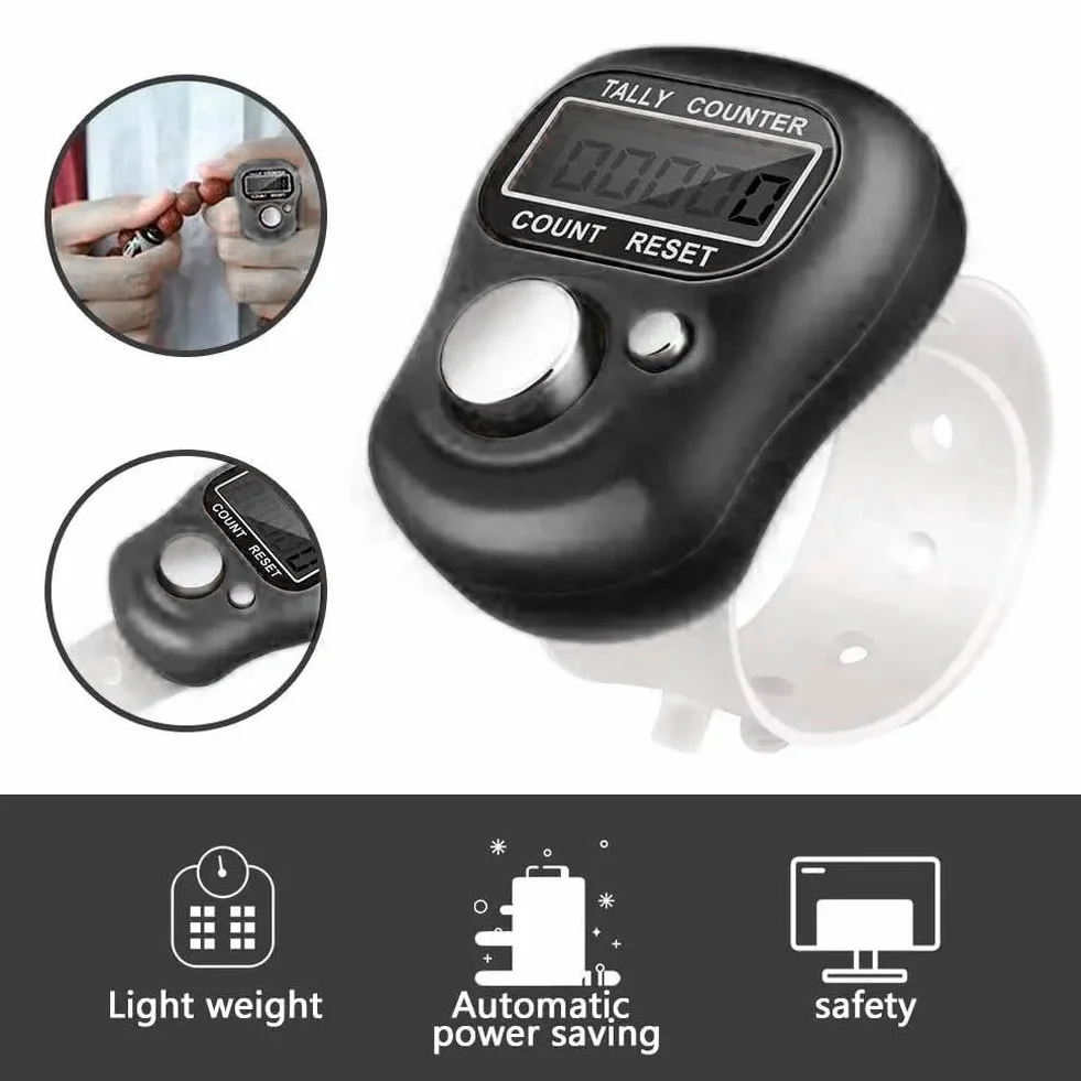 KARELLS Contatore Digitale a Dito Nero 2pcs