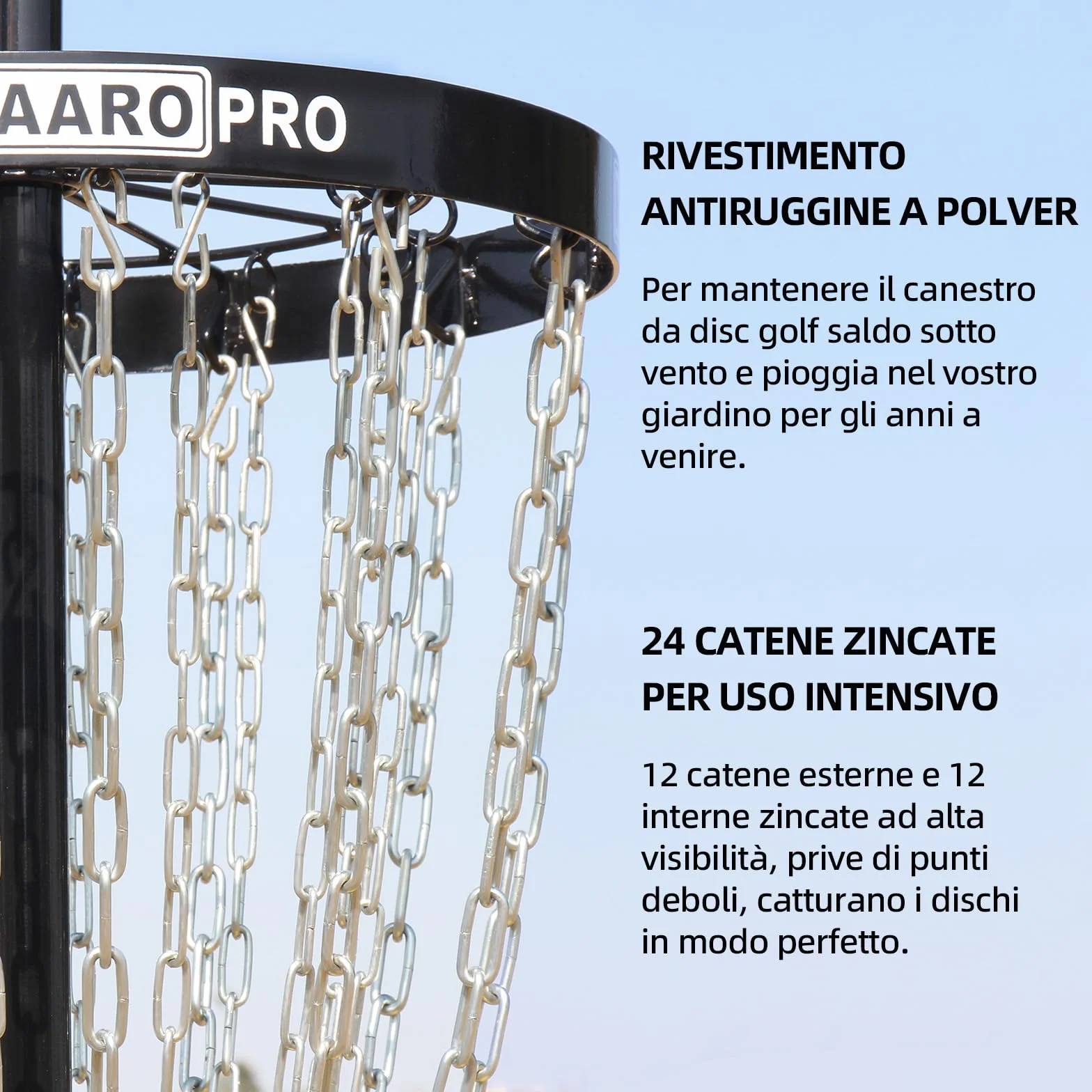 Cestino da golf a disco portatile con 24 catene resistenti