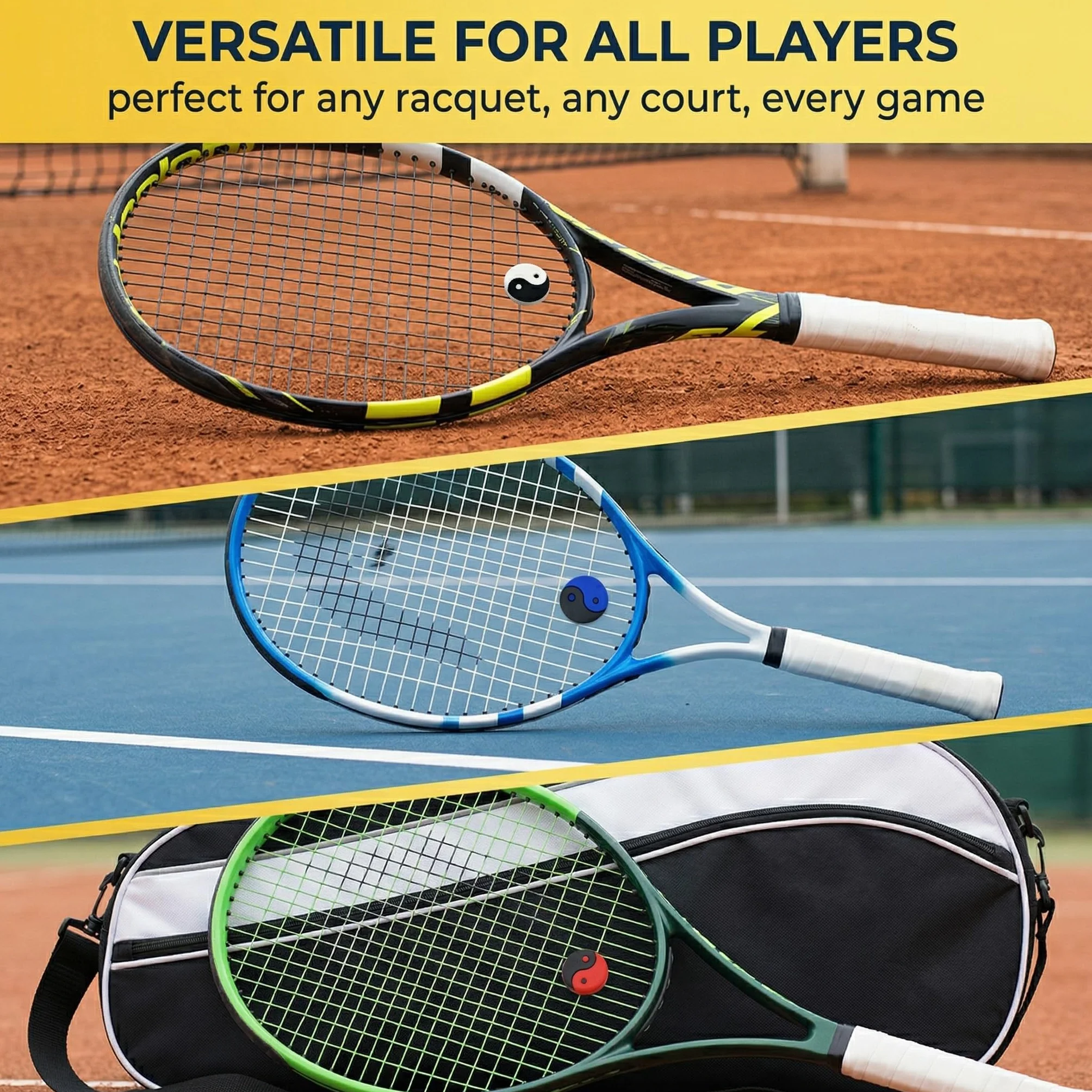 Pezzi 9 Smorzatori Tennis Tai-Chi Silicone Antivibrazione Set Accessori Racchetta