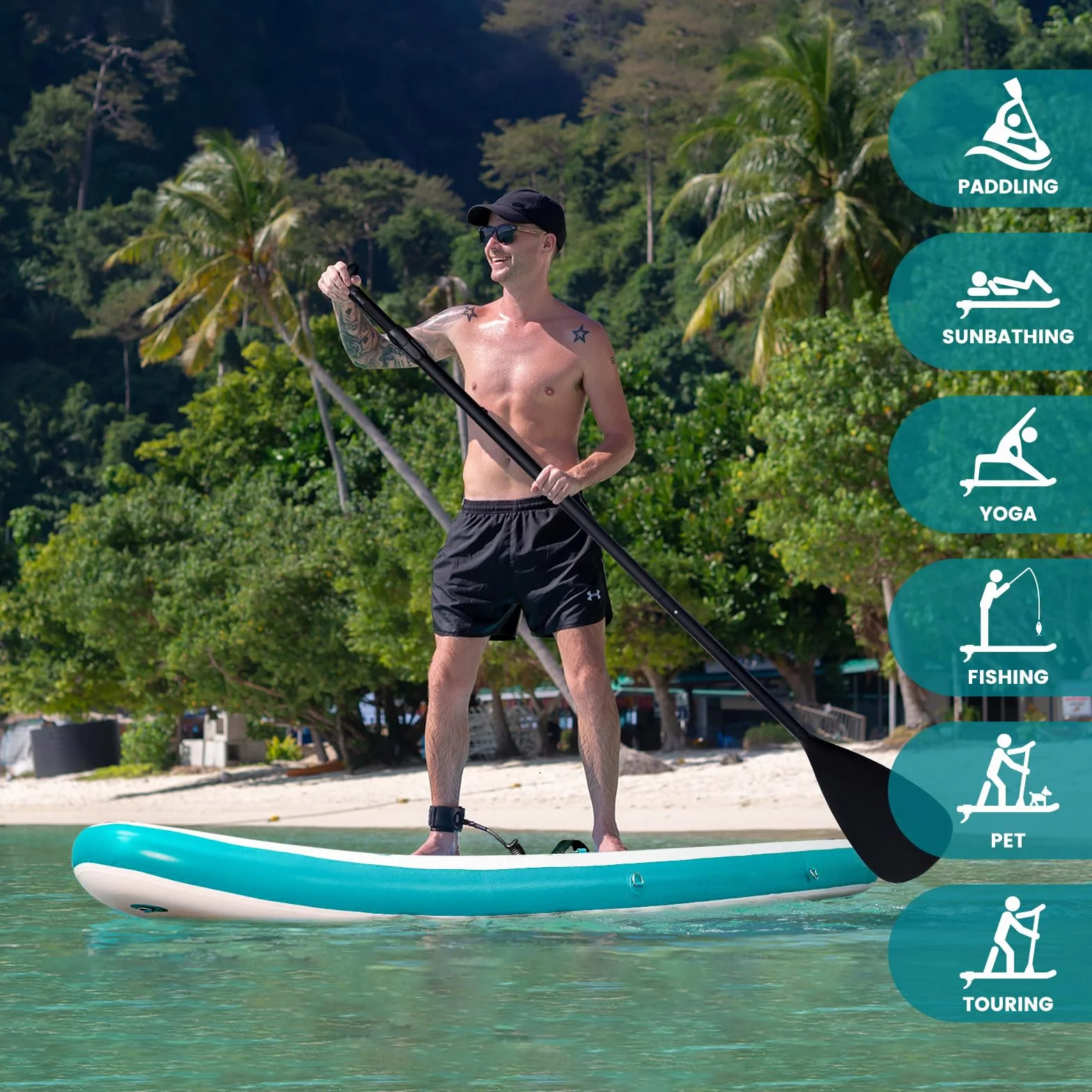 FEATH-R-LITE Gonfiabile Stand Up Paddle Board Ultraleggero - Accessori SUP: pagaia regolabile, pompa, zaino, leash, finlandese - Per tutti i livelli di abilità