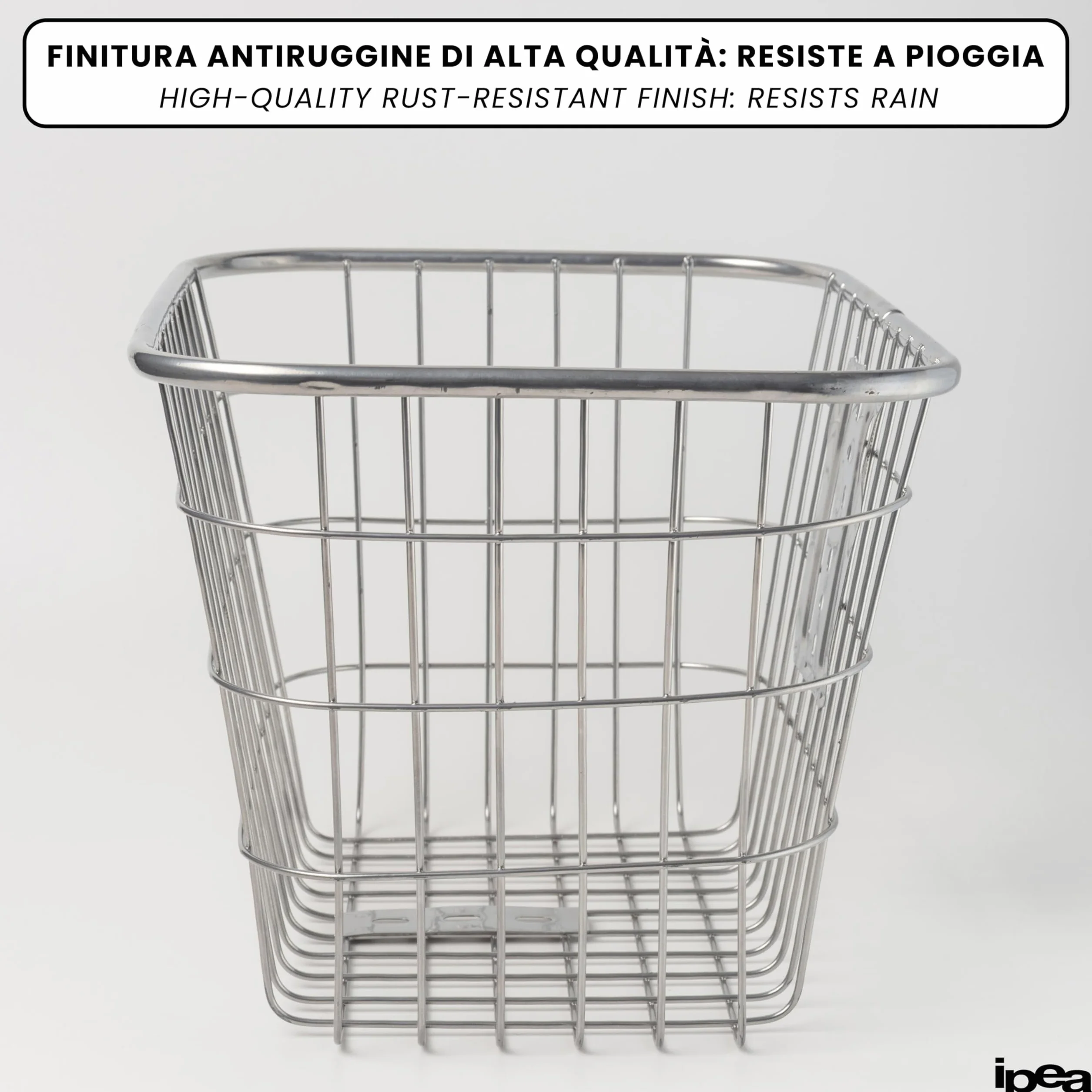 Cestino Bicicletta Anteriore in Metallo 35x27x24 cm Antiruggine IPEA