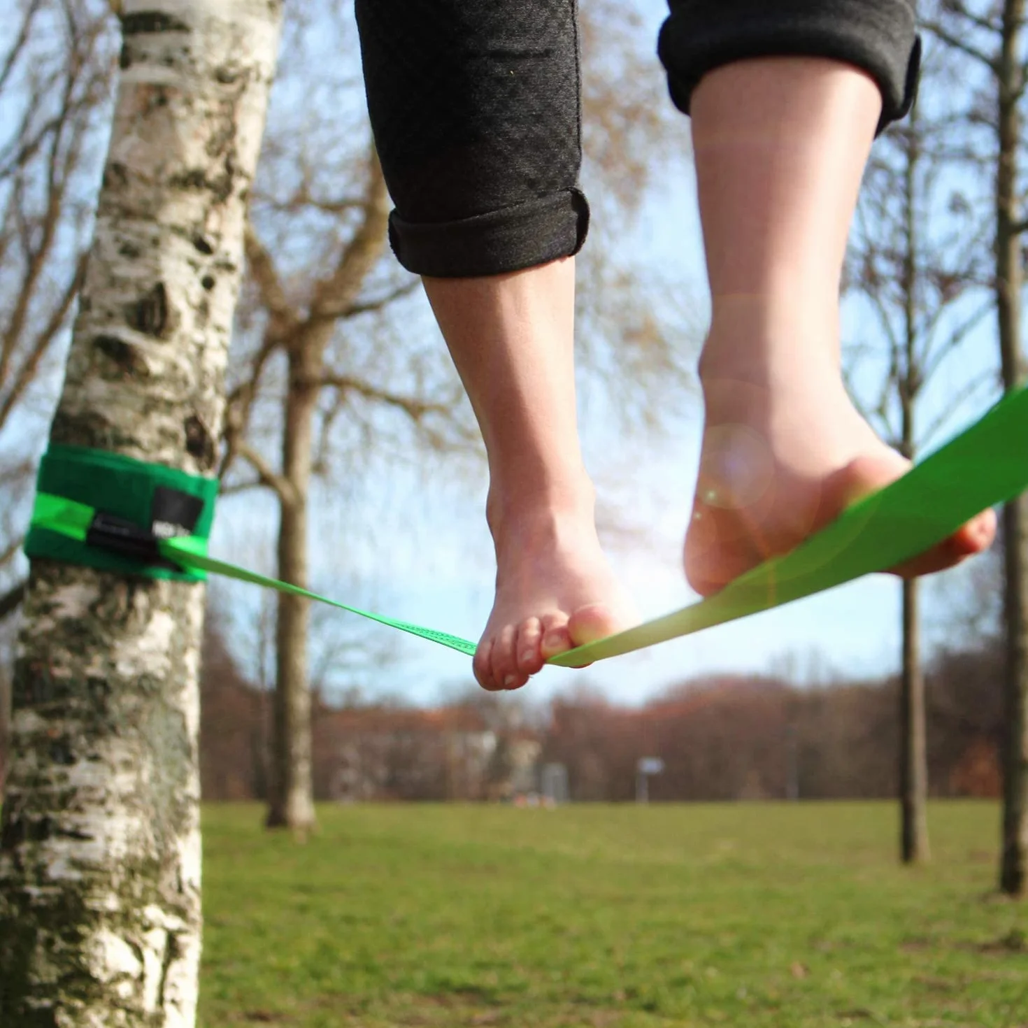 High Pulse Slackline kit 15m Set completo cricchetto protezione corda ausiliaria bilanciamento protezione albero borsa
