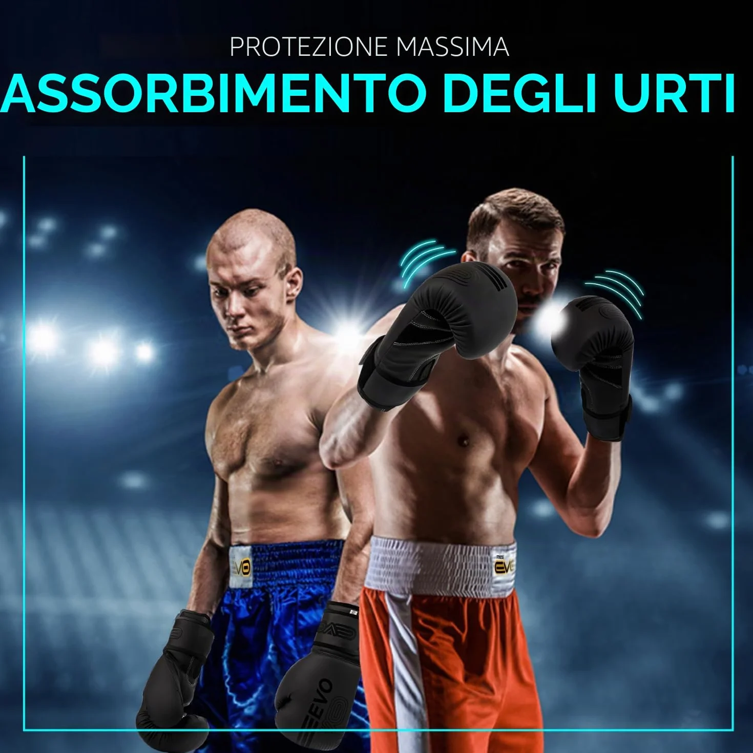 EVO Fitness Guantoni Da Boxe Uomo Donna MMA Muay Thai Kickboxing Sparring Allenamento Combattimento