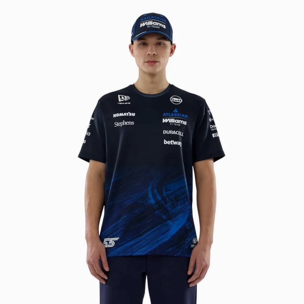 New Era Williams Racing F1 Team, collezione ufficiale 2026, maglietta da pilota Team Tech Carlos Sainz, maglietta, maglietta, blu navy