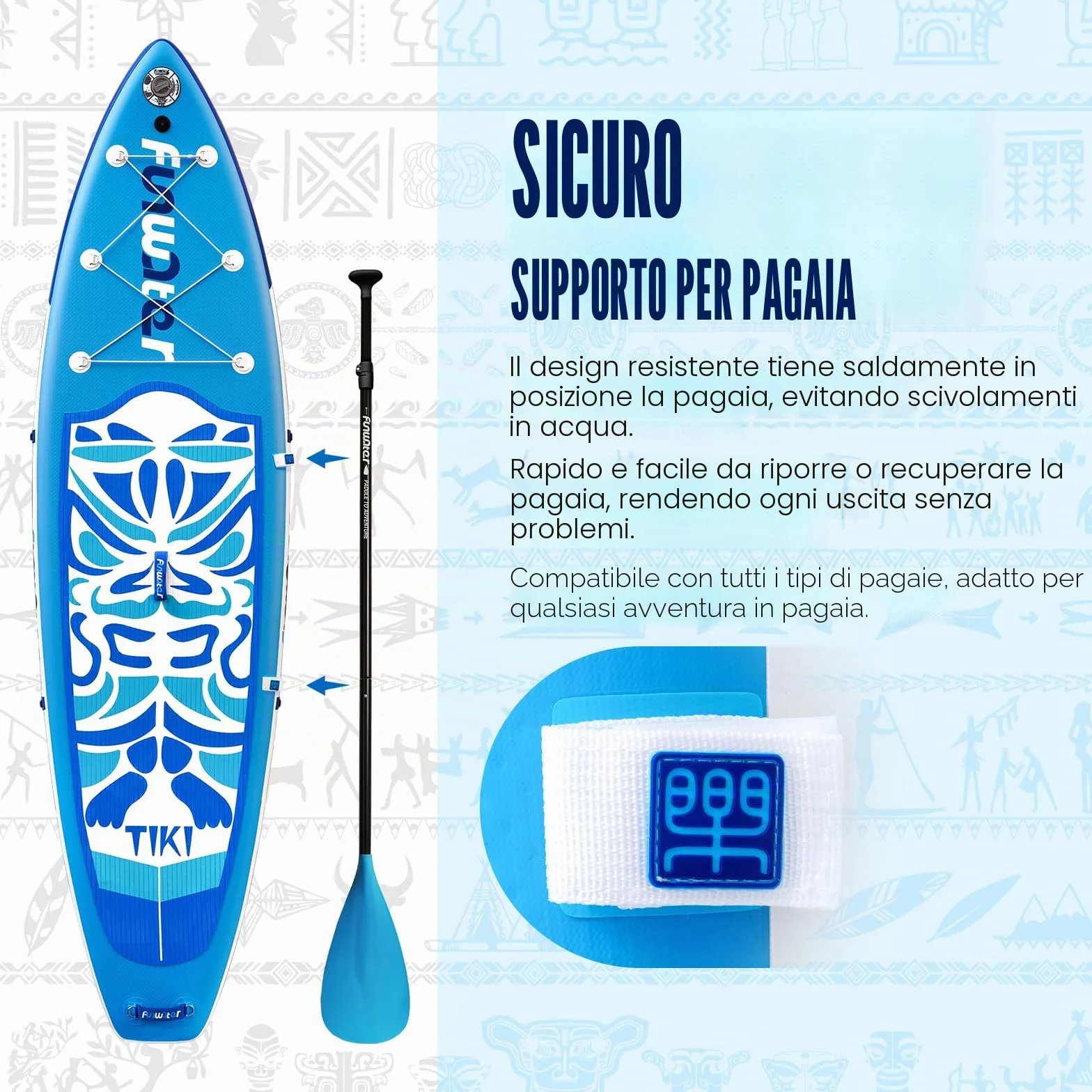 FunWater Tavola Gonfiabile Sup Con Pinne, Guinzaglio, Pompa, Pagaia, Zaino