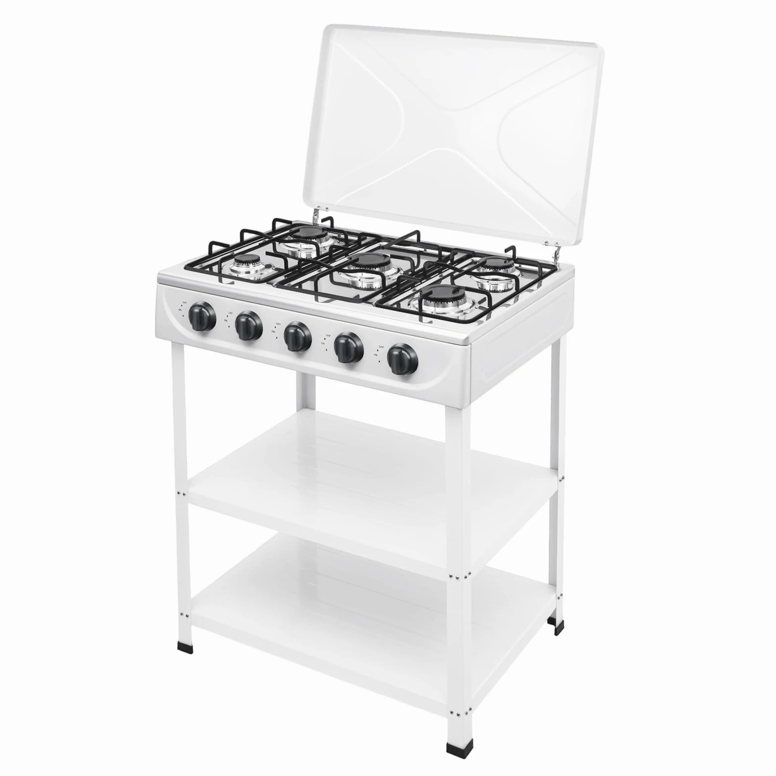 Fornello a gas portatile a 5 fuochi con potenza di 2,5 kW, stabile fornello a gas compatto, efficiente fornello da campeggio per cucina esterna, giardino, picnic e scopi di cottura mobili all'aperto