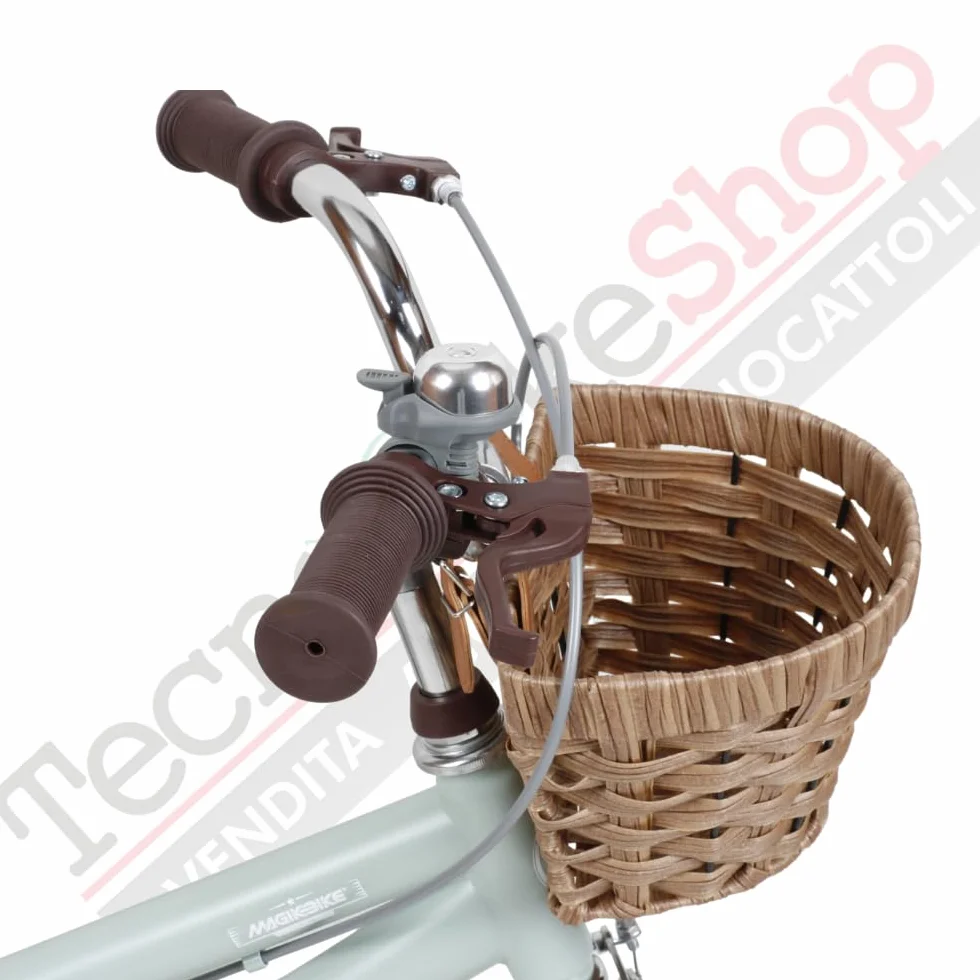 Bicicletta Bambina Vintage Magik Bike Antonella con Cestino e Rotelle Rimovibili, Telaio Acciaio, Sella Regolabile