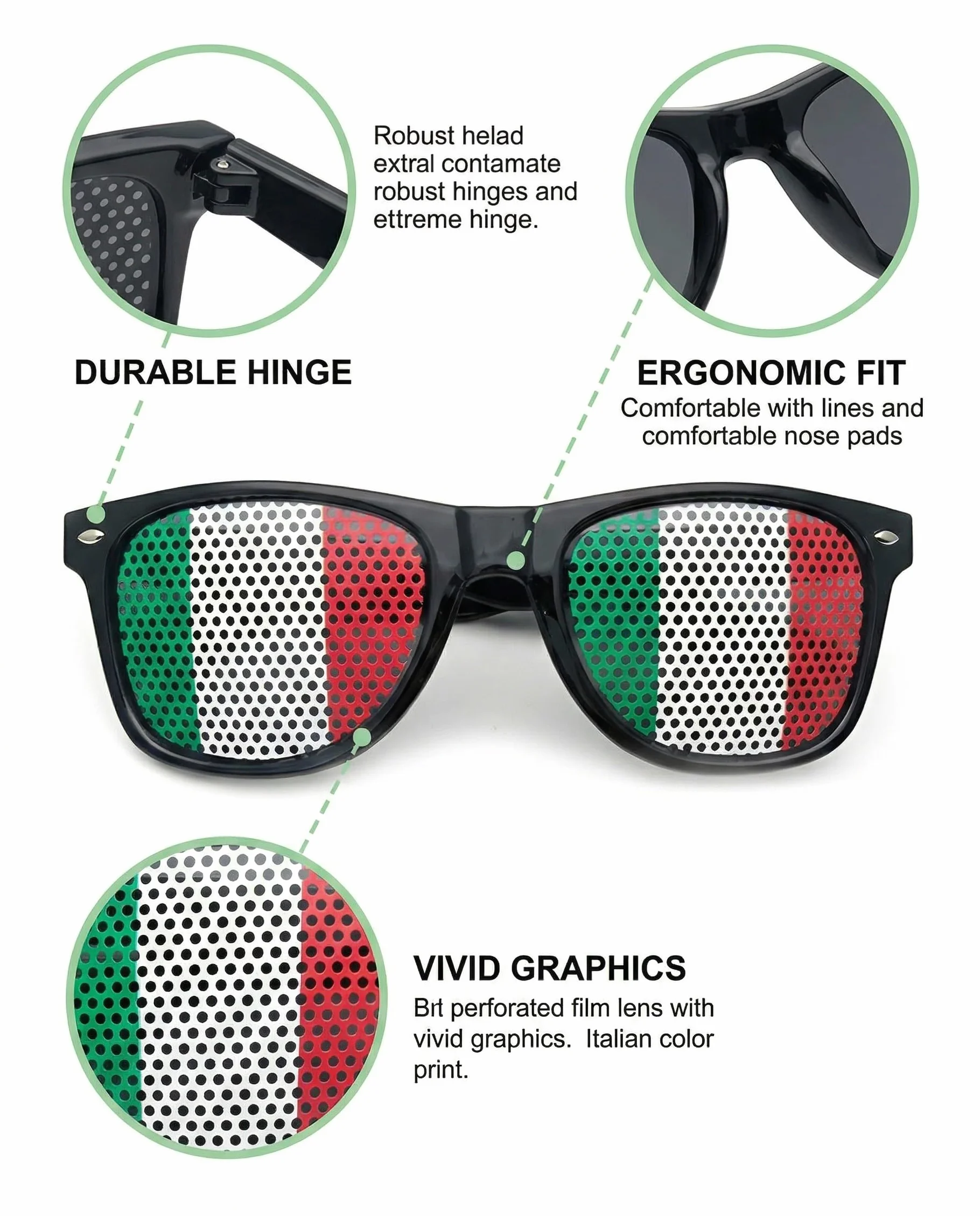 Occhiali Italia Tricolore 2 Paia Tifosi Azzurri Nazionale Calcio