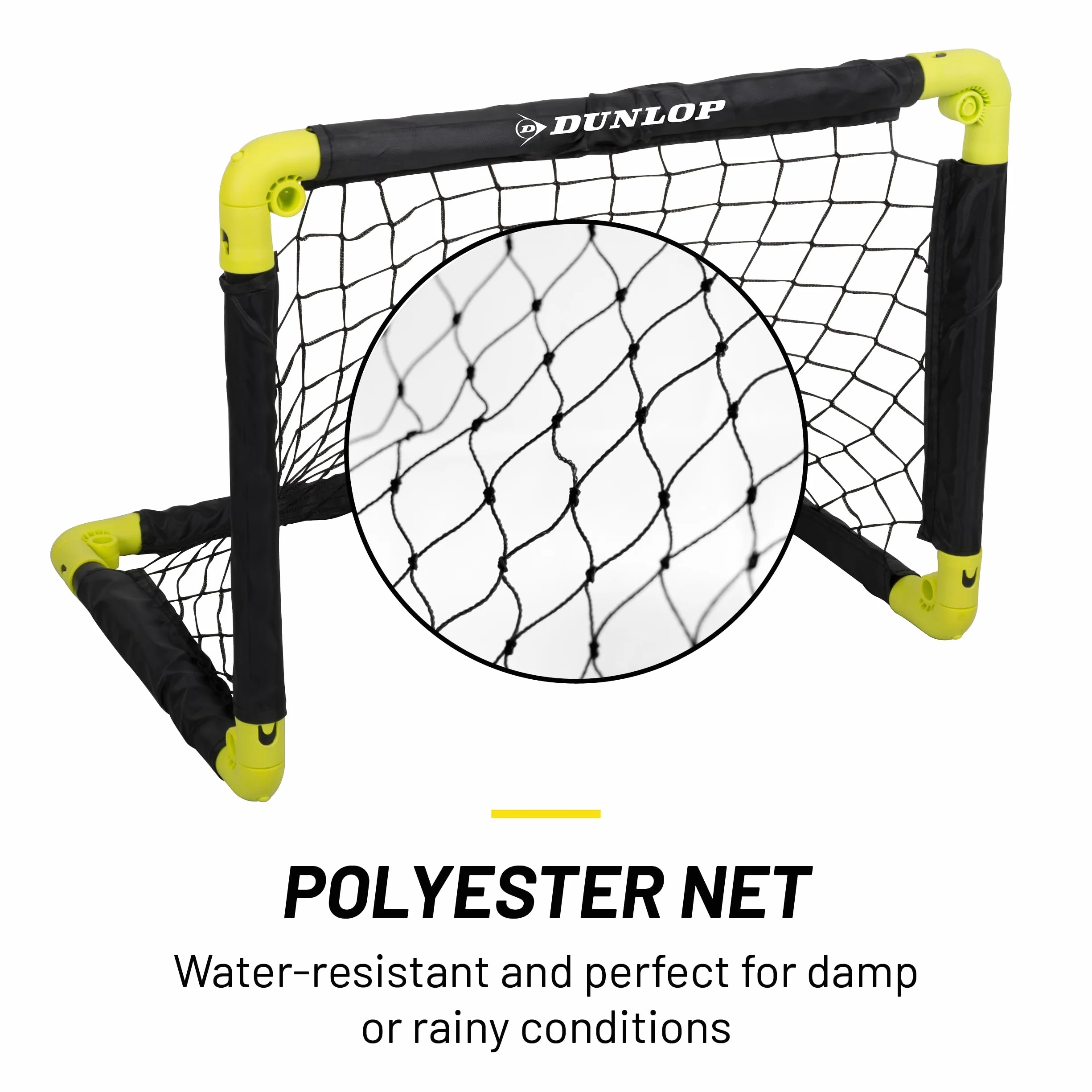 Dunlop Porta da calcio 50 x 44 x 44 cm Set di 2 Mini porta pieghevole Nero Giallo