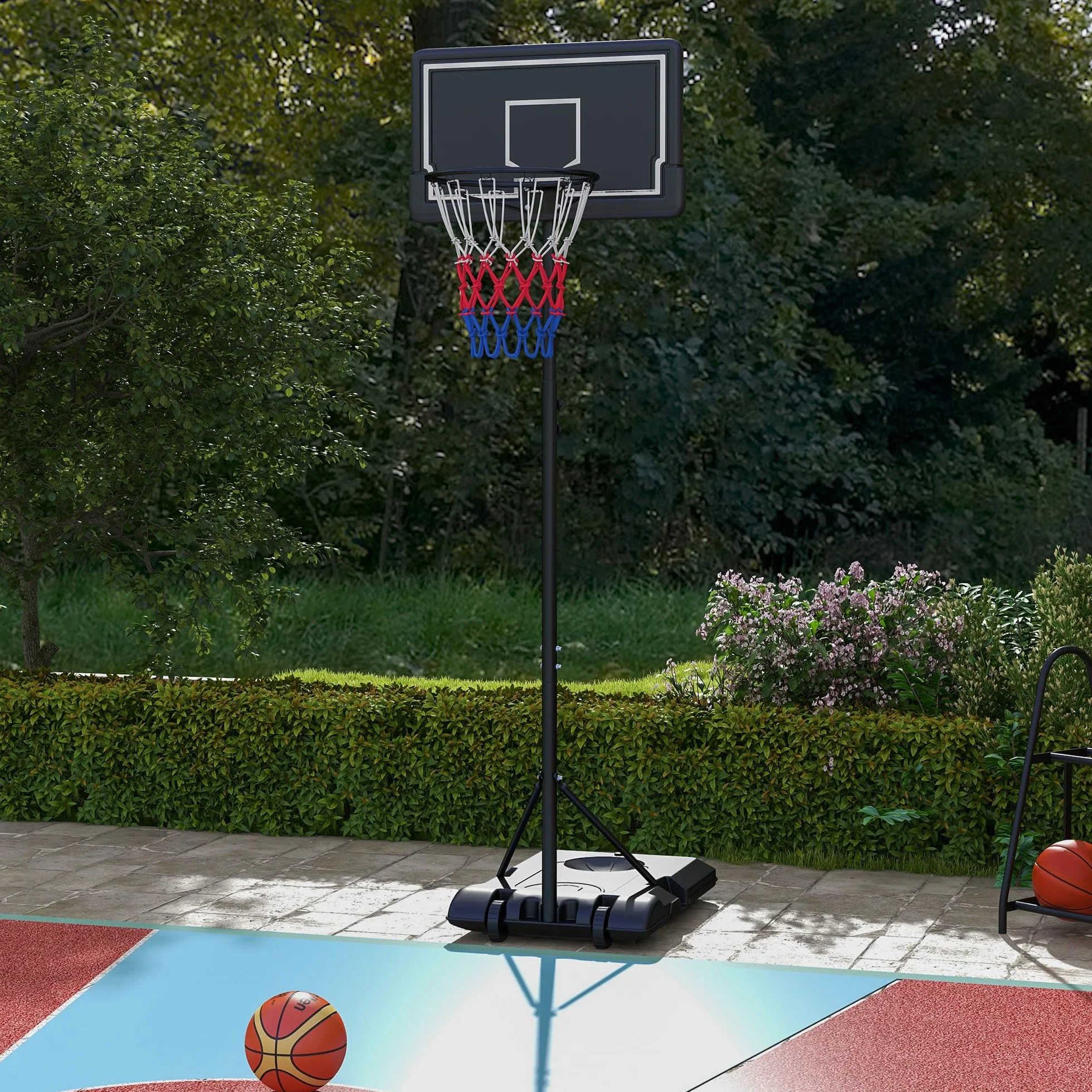 SPORTNOW Canestro da basket regolabile in altezza 182-213 cm con ruote tabellone infrangibile acciaio per adulti
