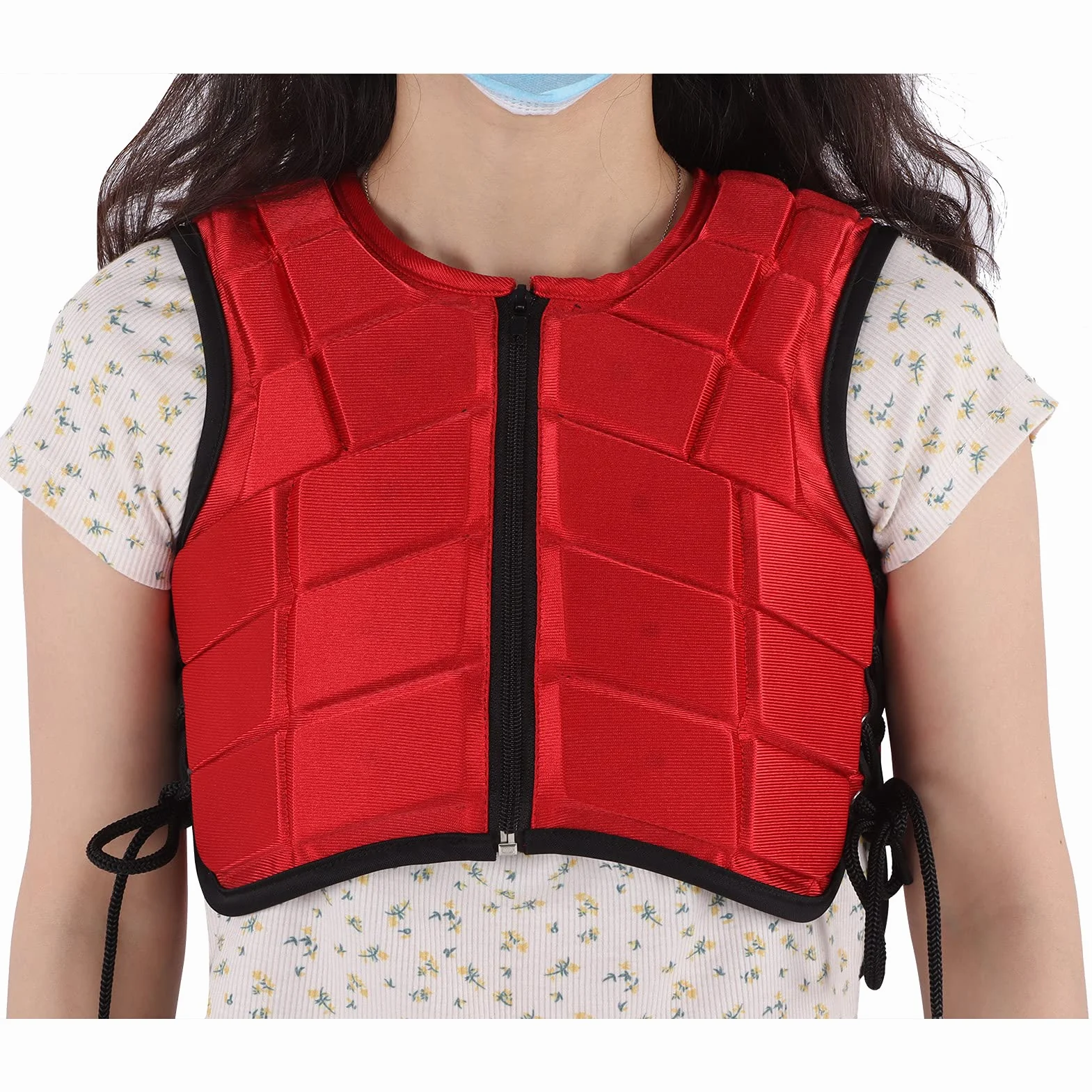 RiToEasysports Gilet Equestre per Bambini, Gilet Equestre di Sicurezza per Equitazione Gilet Protettivo per Corpo Equestre Imbottito in Schiuma con Design Laterale Regolabile Rosso per Bambini