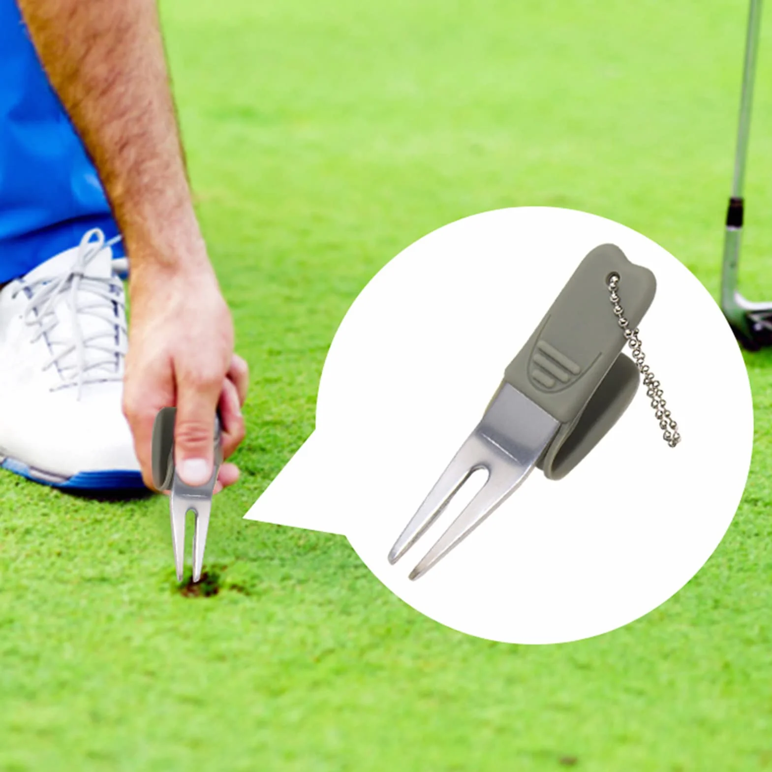 Forcella da Golf Riparazione Divot Fairway Ball Mark Tool Prato Allenamento