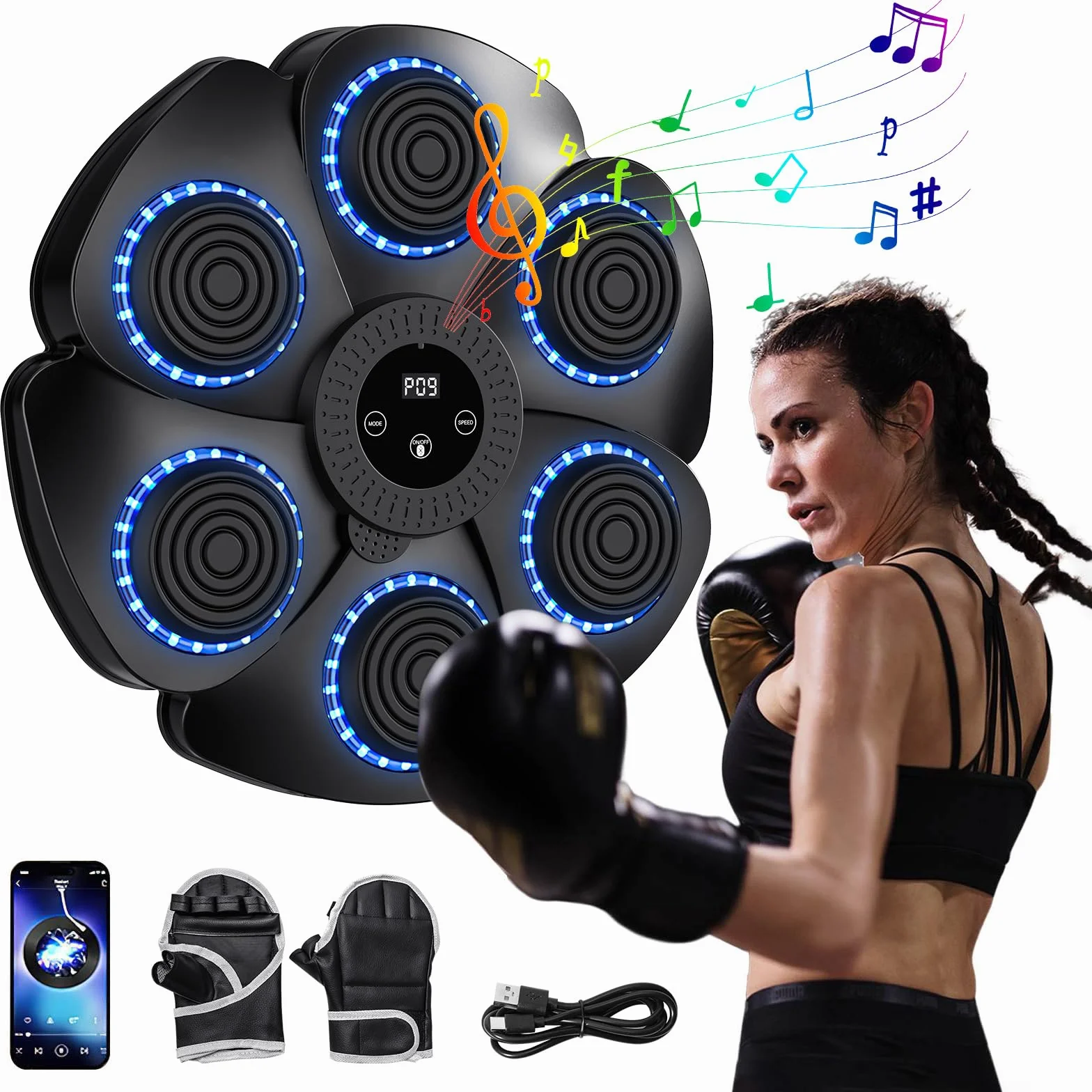 2025 9 Velocità Macchina Di Boxe Musica Bluetooth Intelligente, Music Boxing Machine, Boxing Training A Parete per Allenamento, per Bambini Adulti