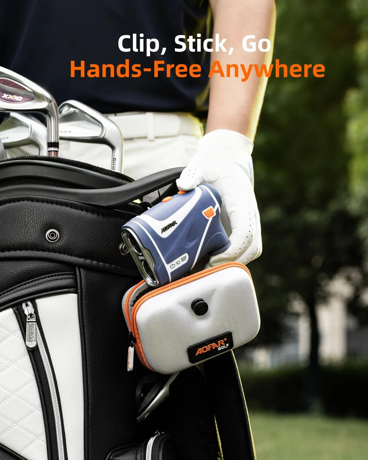 AOFAR GX10 Telemetro da golf 1200Y con funzione di regolazione automatica del display a colori rossi, funzione magnetica, inclinazione on/off con spia, modalità scansione, Blocco della bandiera