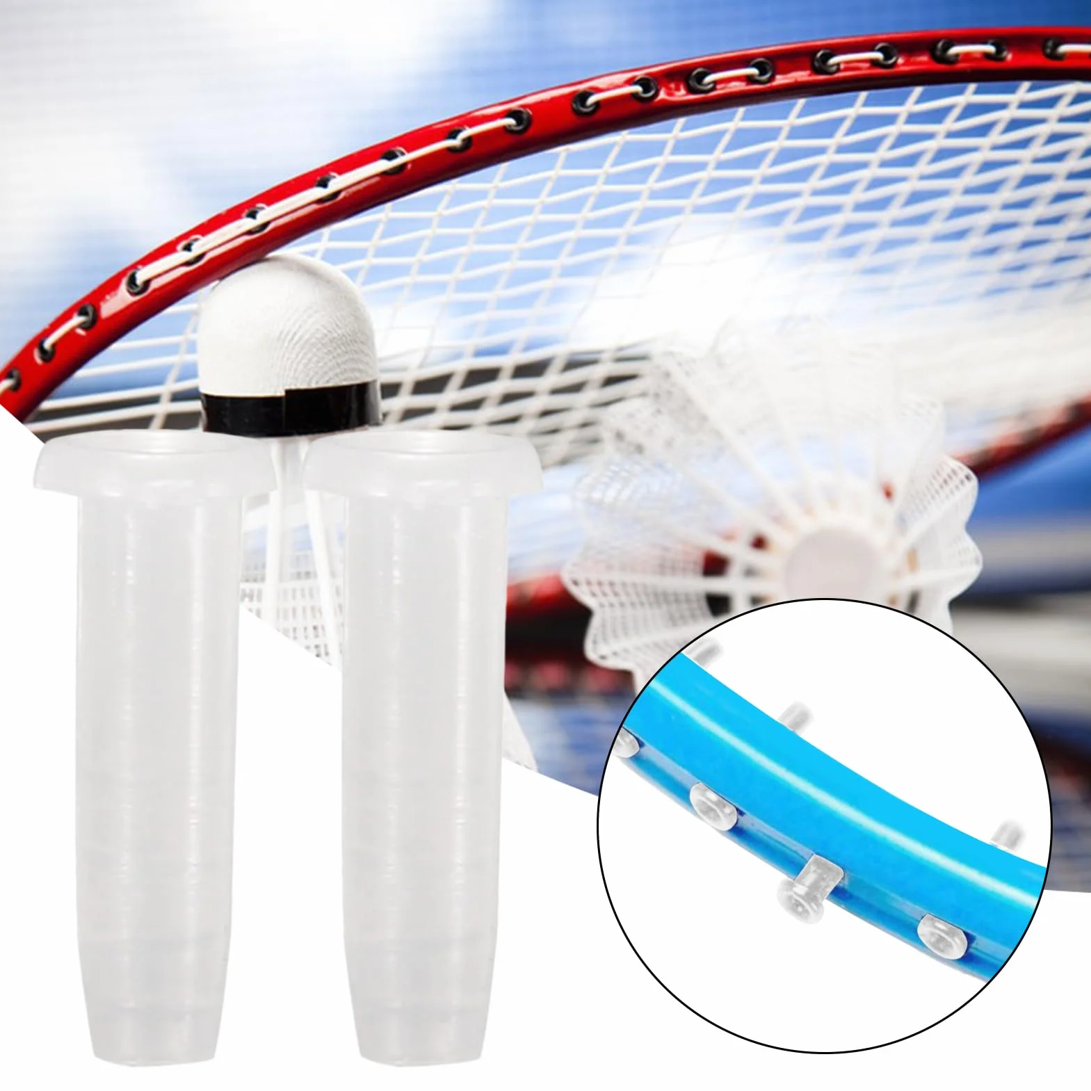 Occhielli da racchetta 100 pezzi bianco trasparenti con strumento nylon tenditore