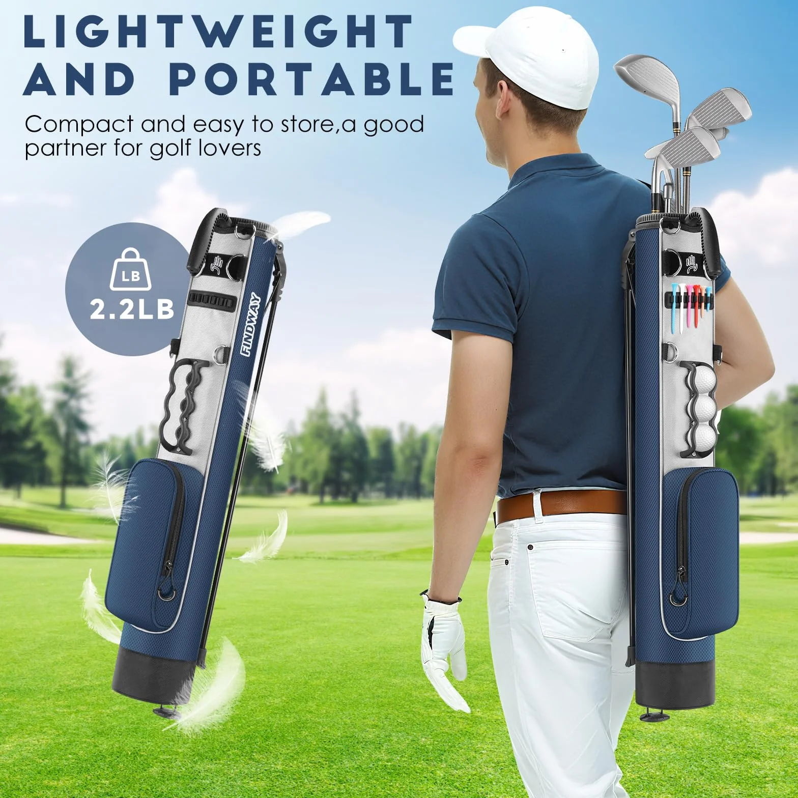 Findway Borsa Leggera da Golf con Tracolla 31,5 Pollici