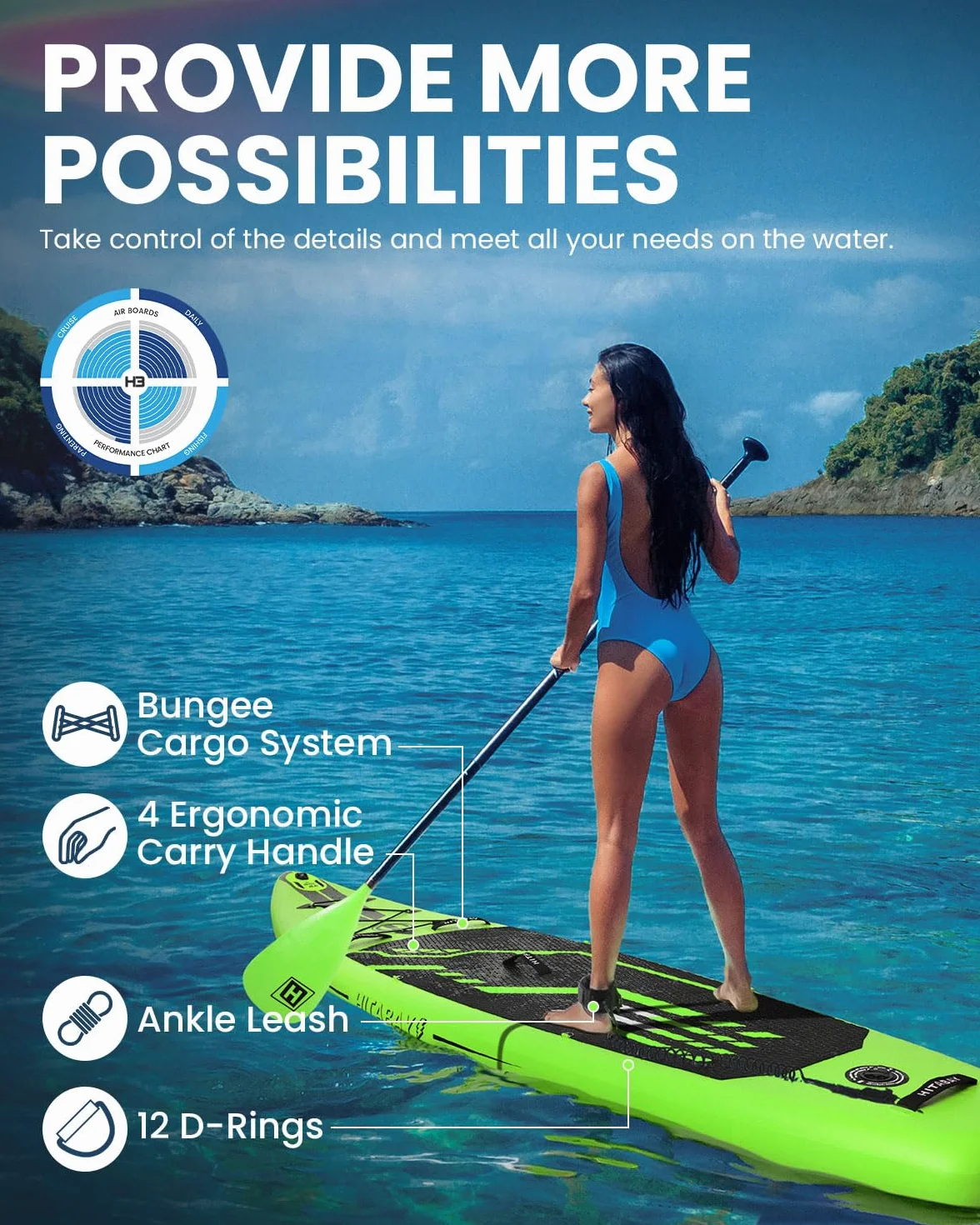 Tavola SUP con Accessori Completi, 335cm SUP Gonfiabile Adulti, Carico Massimo 150kg Tavola da Surf