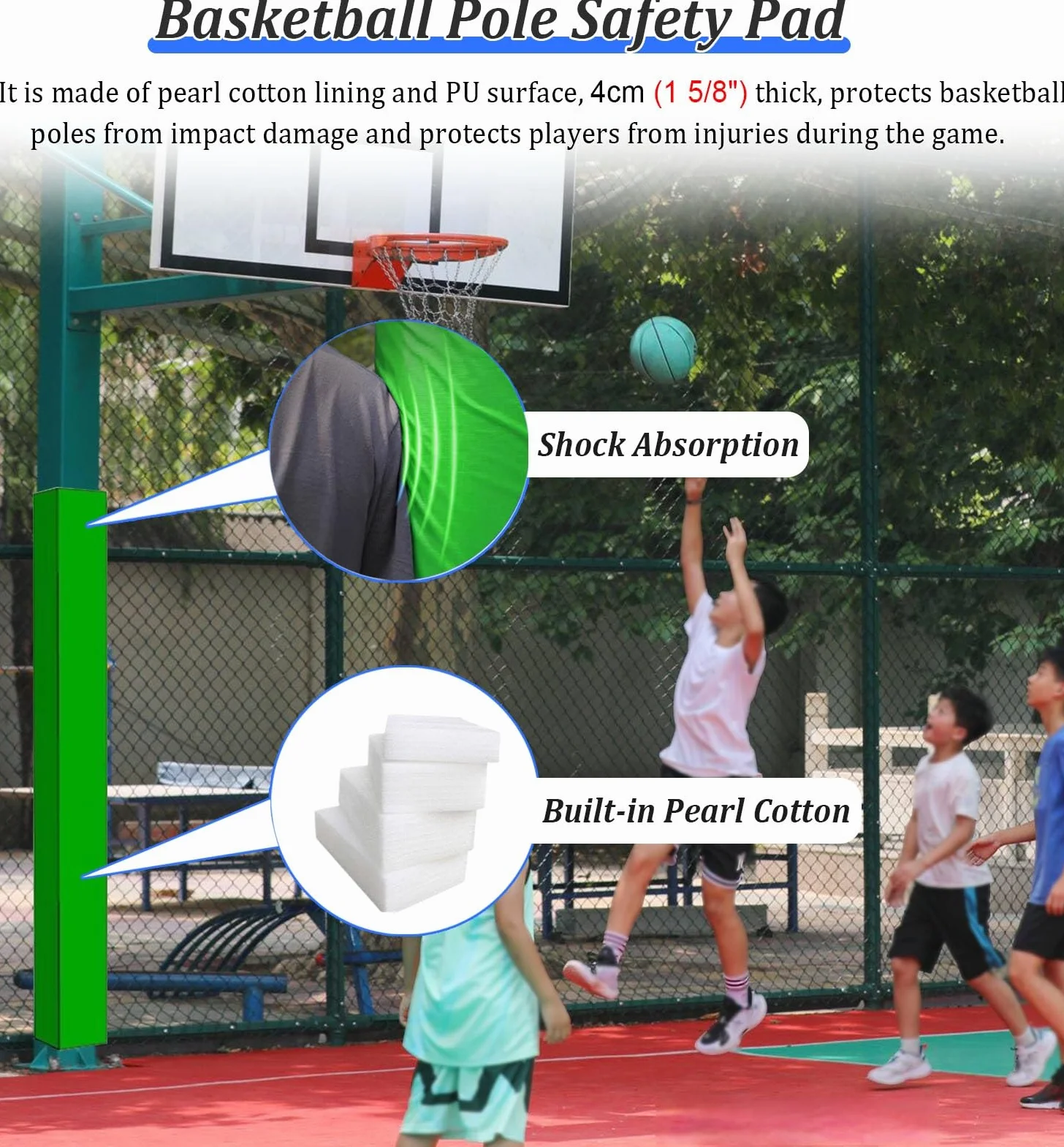 Imbottitura per Palo da Basket Protezione, Resistente alle Intemperie, Cuscinetti di Sicurezza per Giocatori, Cuscino Ammortizzante per Colonne (Blu, 10x10 cm)