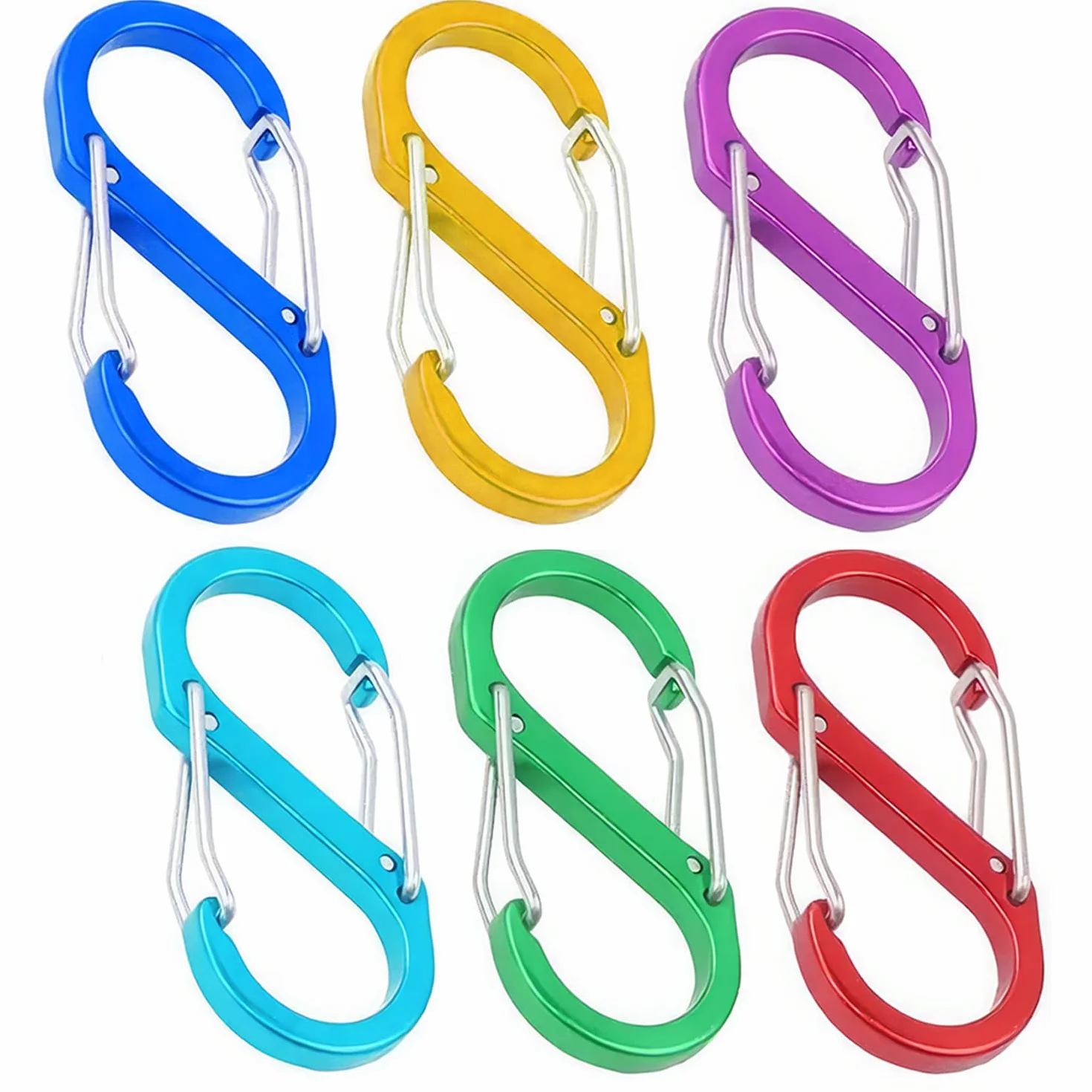 Moschettoni A Doppia Clip A Forma di S, 6 Colori, Escursionismo, Campeggio
