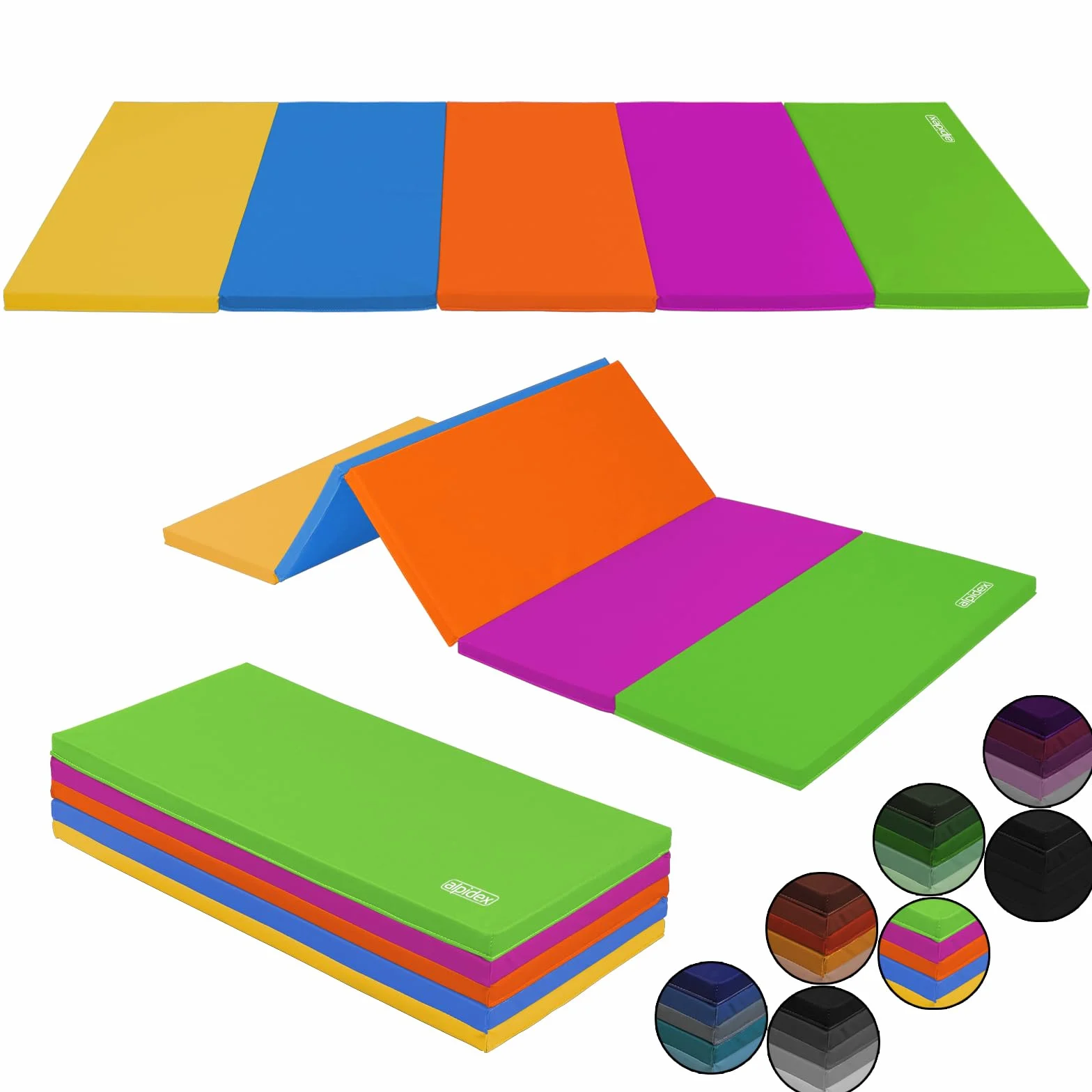 ALPIDEX Tappetino da ginnastica 185 x 78 x 3,2 cm pieghevole pavimento sportivo ginnastica palestra materassino fitness tappeto sport yoga mat gym bambini adulti