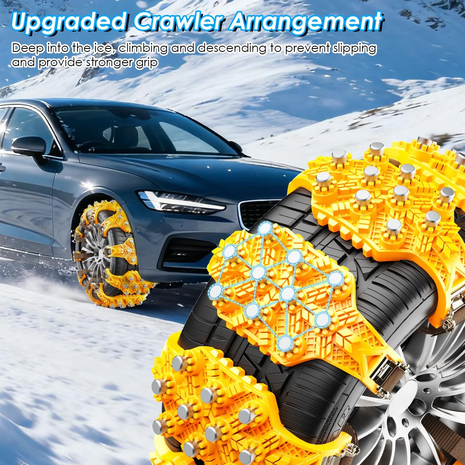 Catene da Neve Ninonly 8Pcz Universali Regolabili per Auto Camion SUV Pneumatici 165-245mm