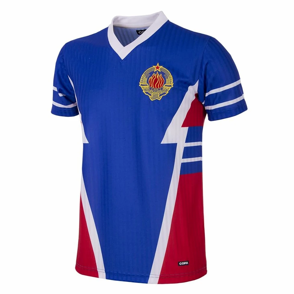 Copa Yugoslavia 1990 Retro Football Shirt, Maglia da Calcio in Stile rétro con Scollo a V. Uomo