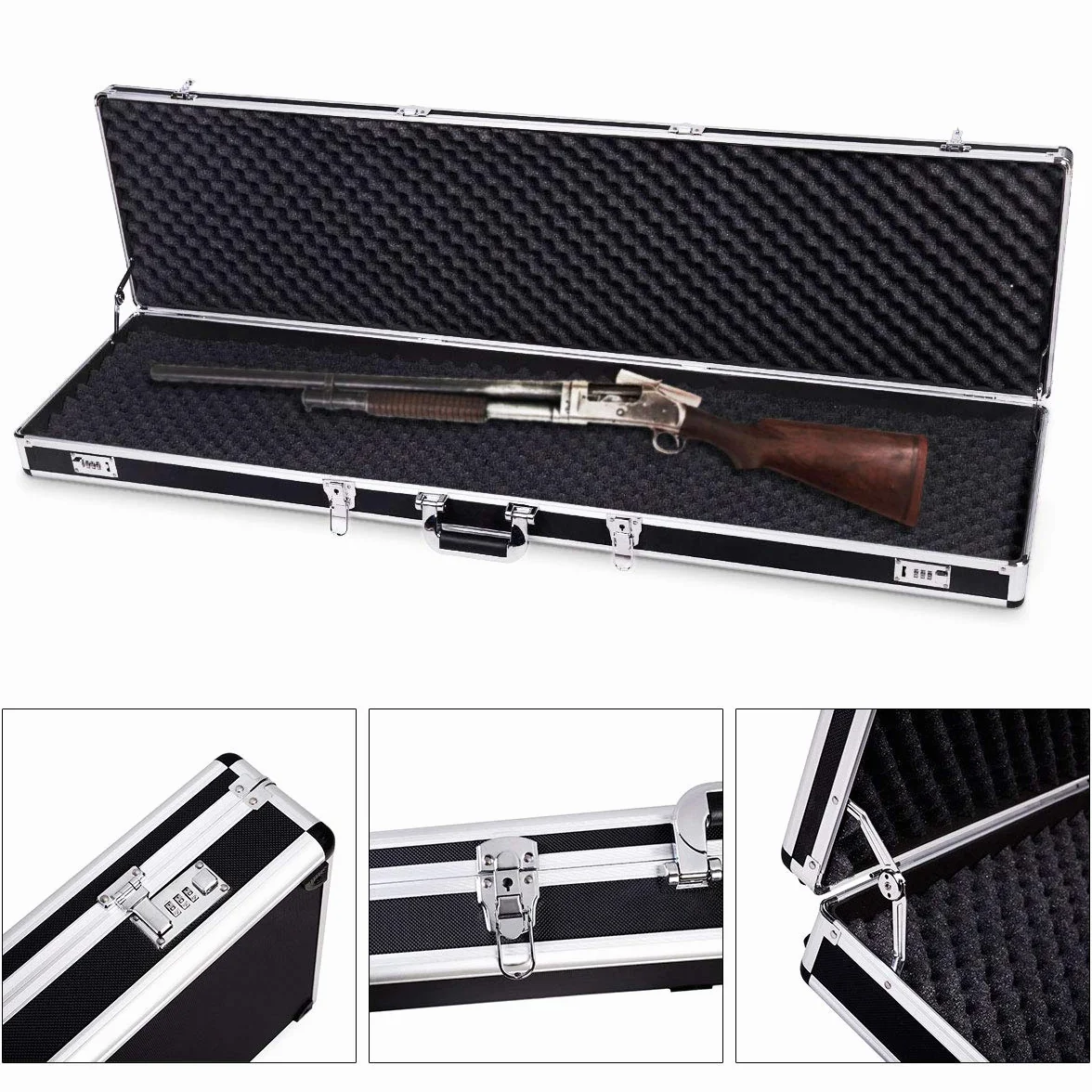 COSTWAY Custodia Dura in Alluminio per Fucili Valigetta Pistola con Serratura, 134 x 35 x 12 cm