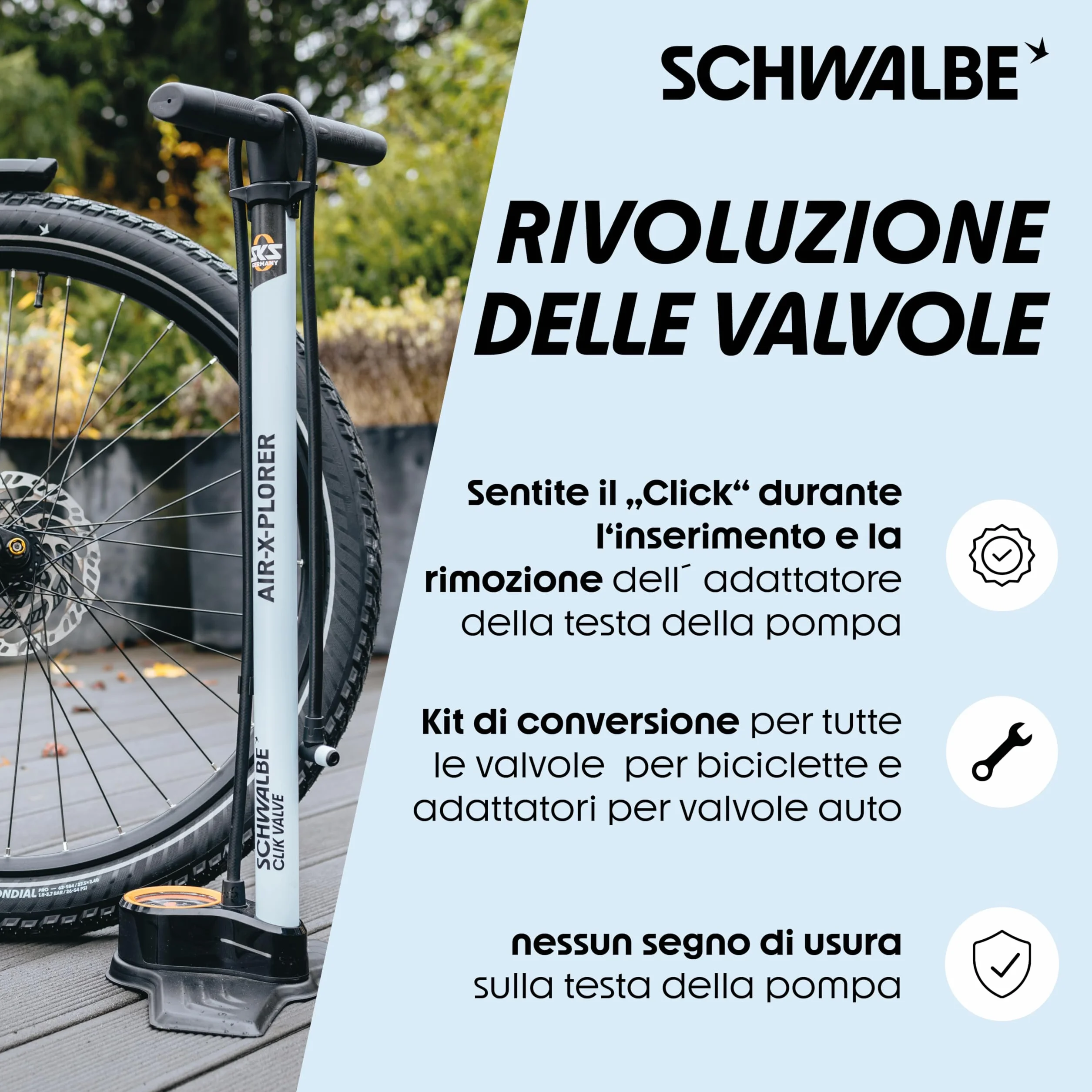 Schwalbe Clik Valve Conversion Set – Kit di conversione per valvole pneumatici