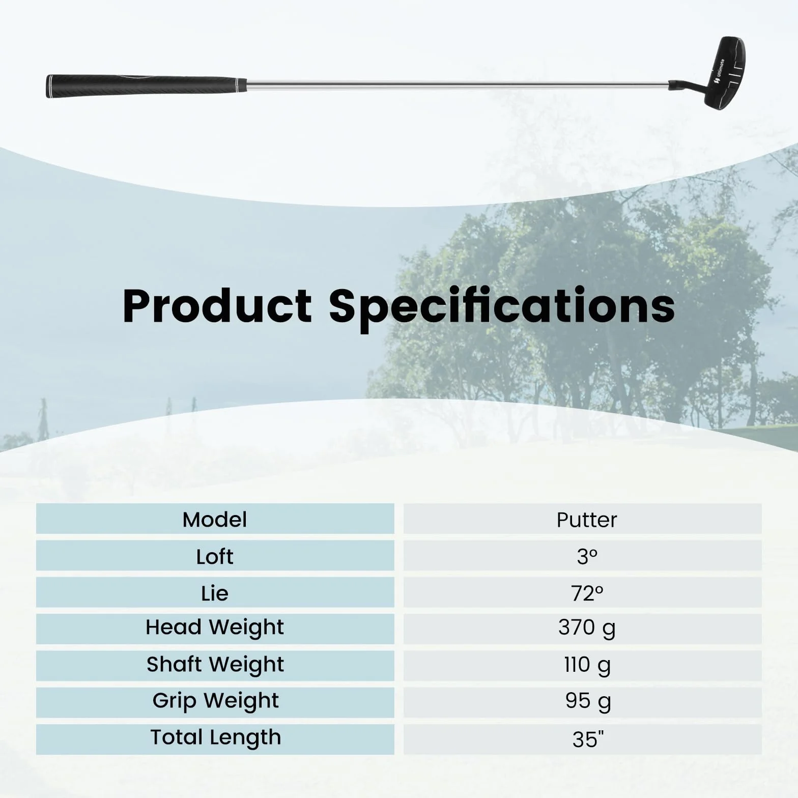 LIFEZEAL Mazza da golf Putter 89 cm metallo portatile destrorsi angolo caduta 72° inclinazione 3° per bambini adolescenti adulti