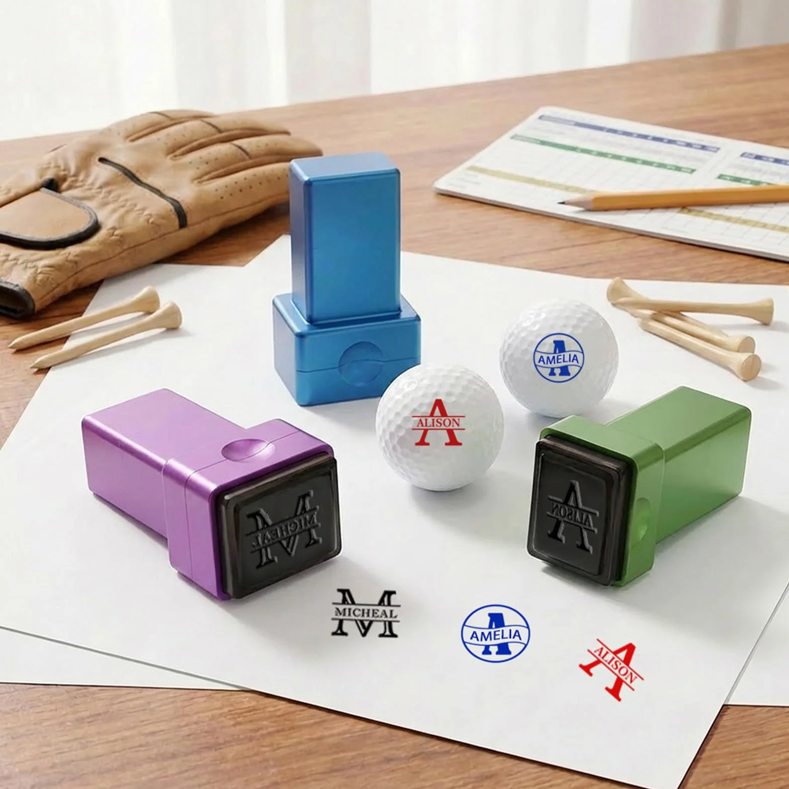 Drawelry Timbro Personalizzato per Pallina da Golf, autoadesivo con monogramma Nome Logo Iniziale, Accessori Palline da Golf