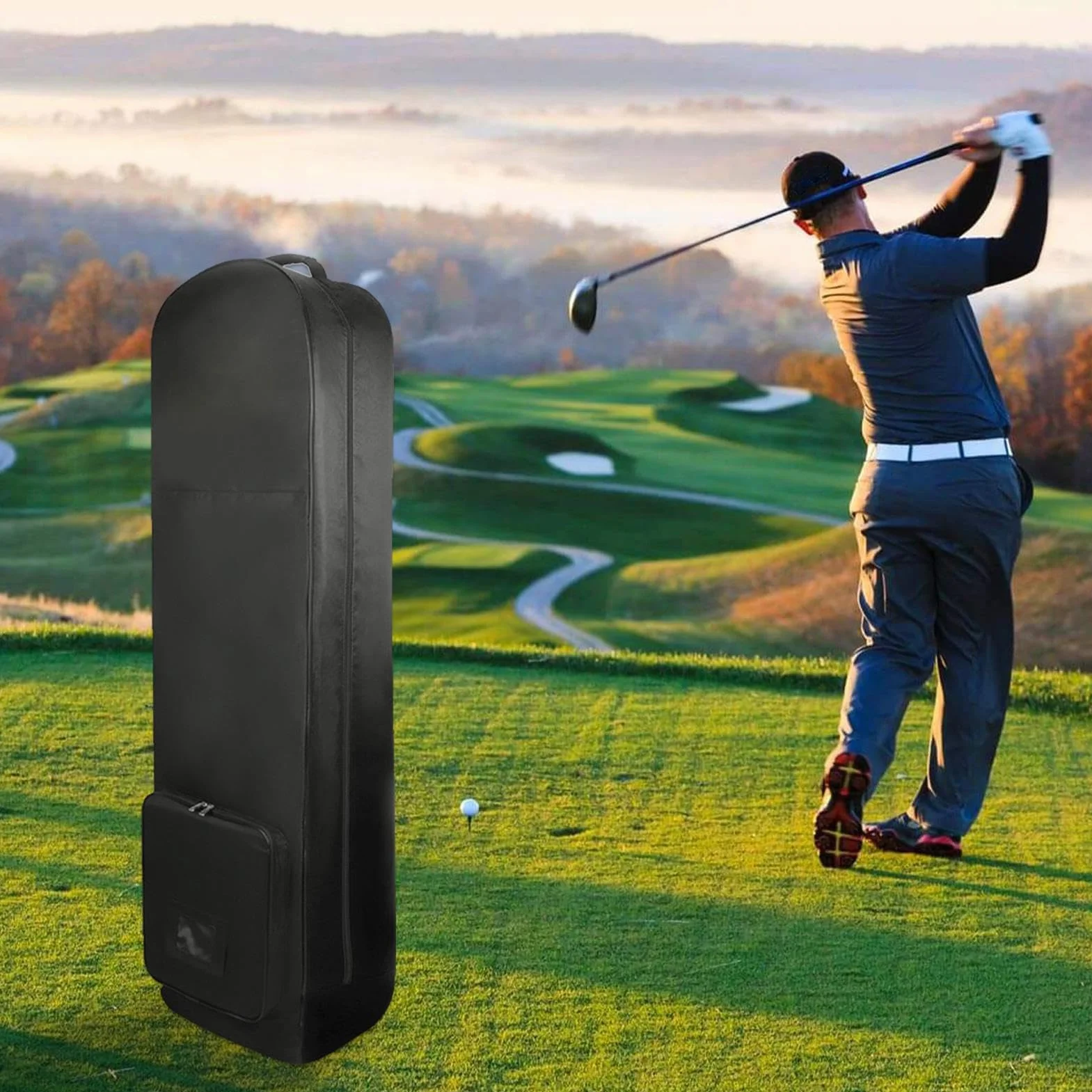 Borsa da Viaggio per Golf, Sacca da Golf Aereo con Ruote e imbottite, Custodia per Mazze da Golf, Borsa Protettiva per il Trasporto da Golf, Impermeabile Borsa Portaoggetti per Attrezzi da Golf
