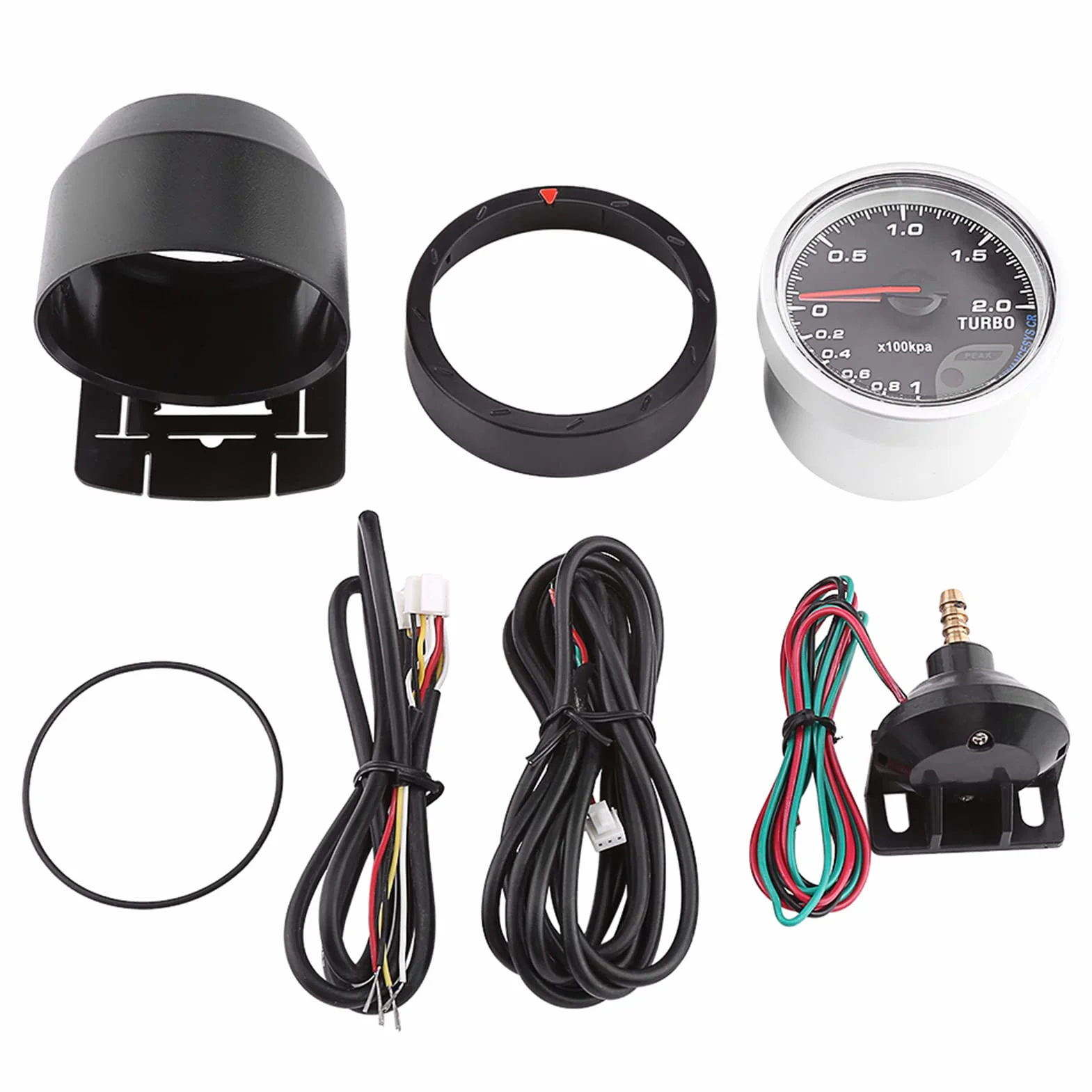 DC 12V 60mm LED Turbo Boost Vacuum Press Gauge Meter Calotta in acciaio inossidabile e piano in vetro