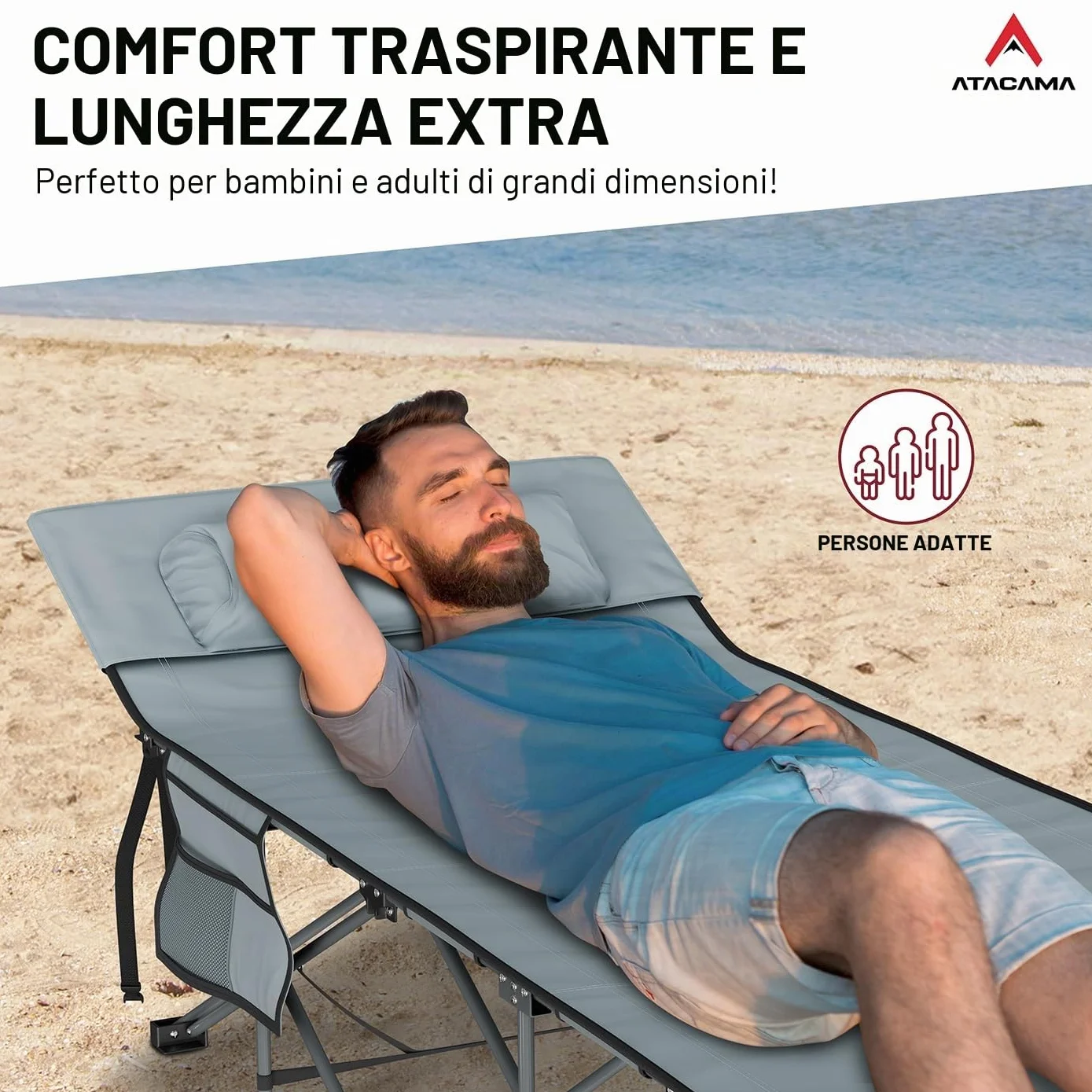 Lettino da campeggio pieghevole ultraleggero XXL portatile per avventure all'aperto carpfishing