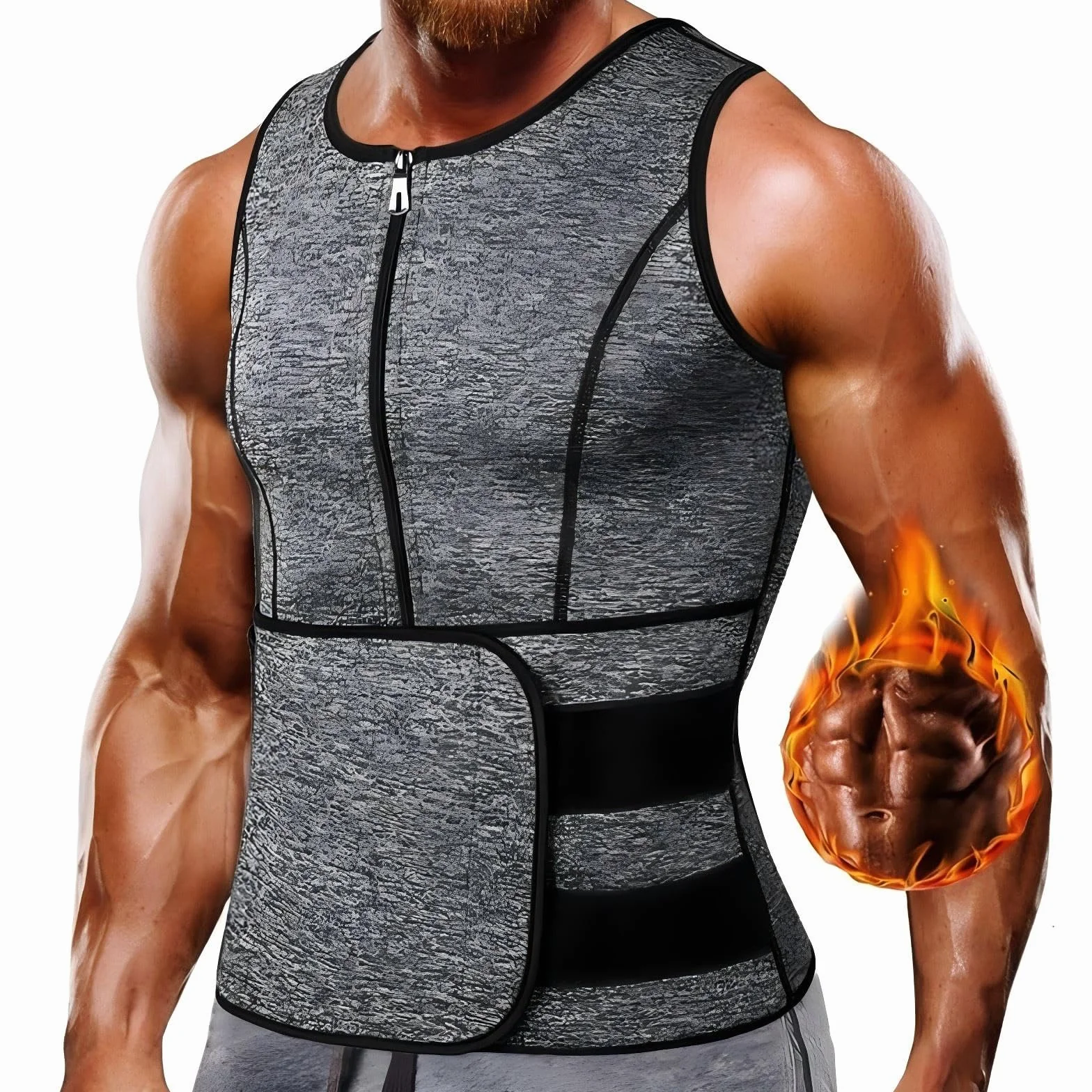 Gilet da uomo Sauna Neoprene dimagrimento Cintura Sudazione Fitness Sports Canotta