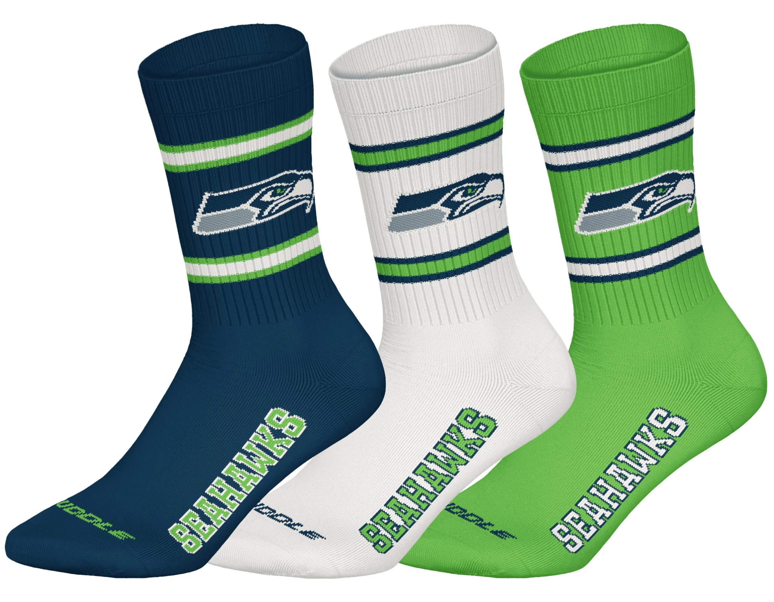 NFL Seattle Seahawks 3-teilige Rundhalssocken NNY/WHT/GRN 43/46