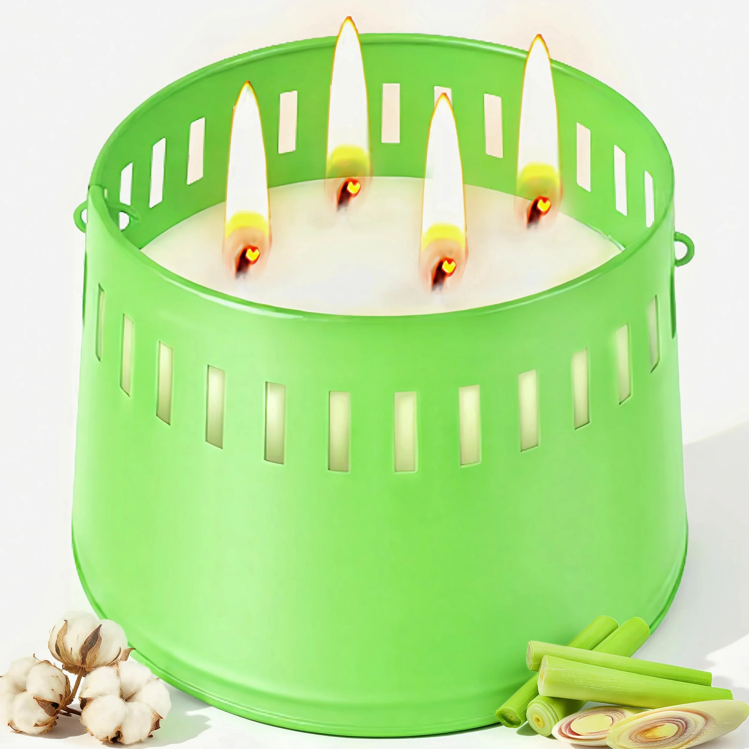 Grande Candela Citronella 4 Stoppini 80 Ore 100% Naturale per Esterno Giardino Campeggio
