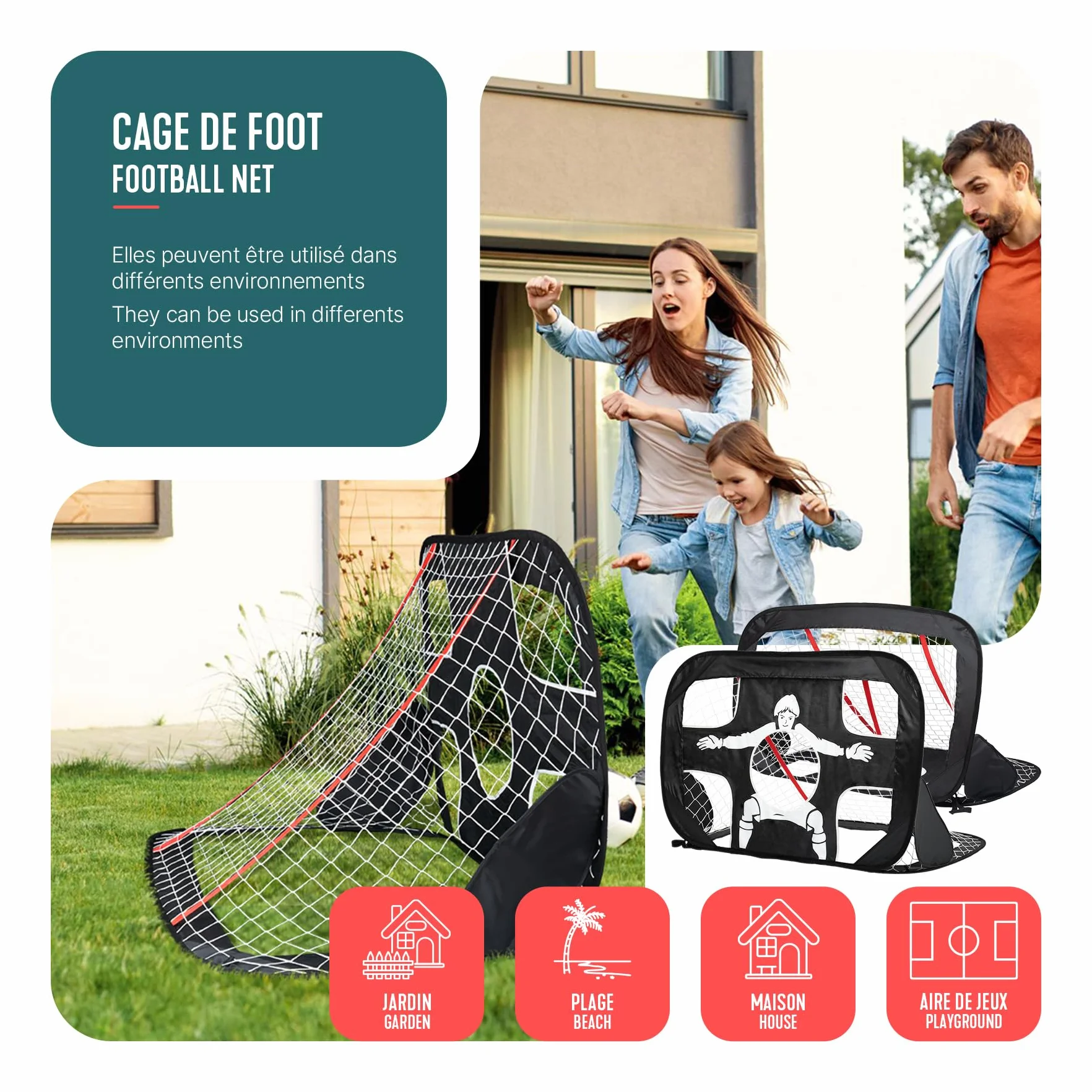 Set di 2 Porte da Calcio Pop Up Bambini 120×80×80 cm Pieghevole Portatile con Borsa