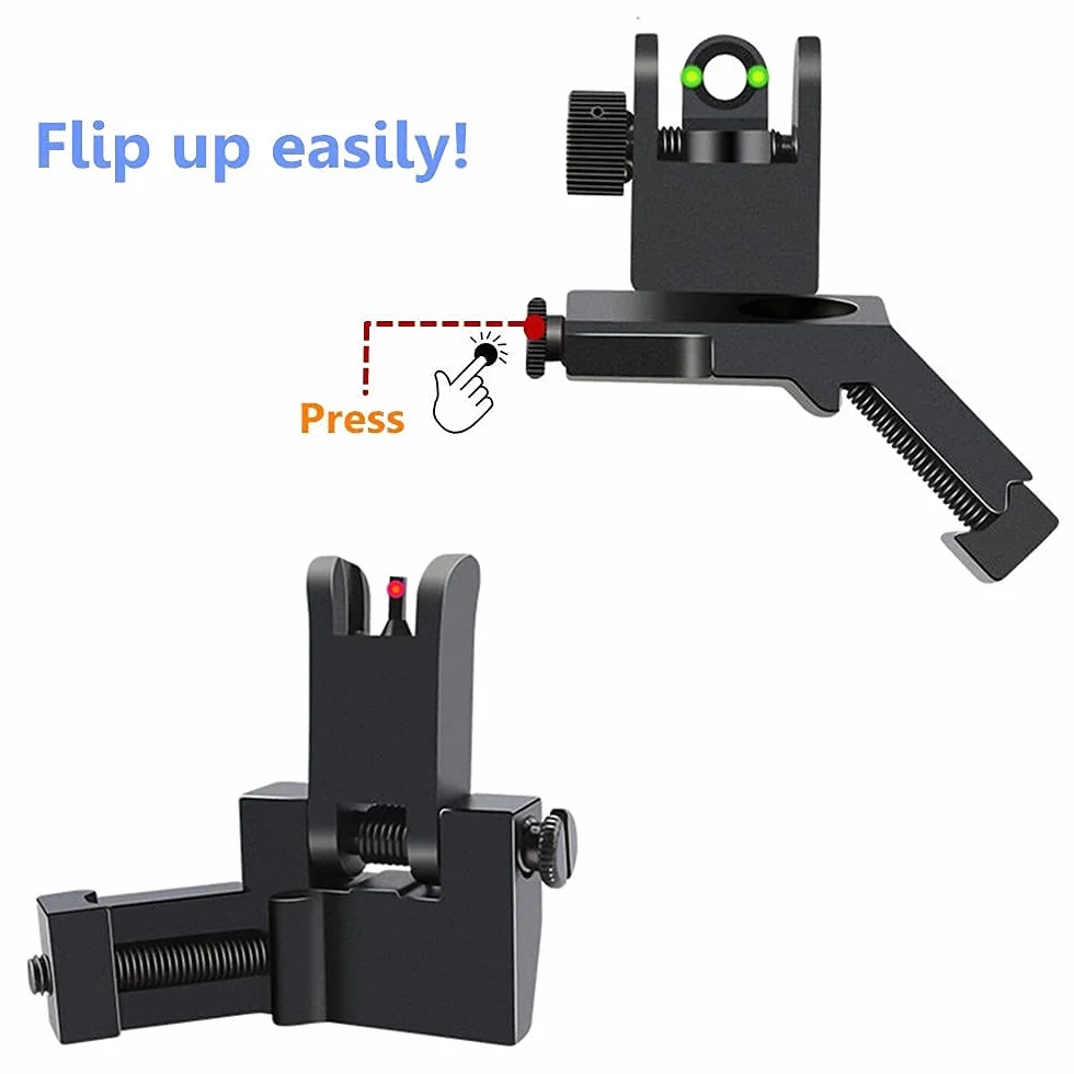 FIRECLUB AR15 Front and Rear Flip Up 45 Degree Rapid Transition BUIS Backup Iron Sight