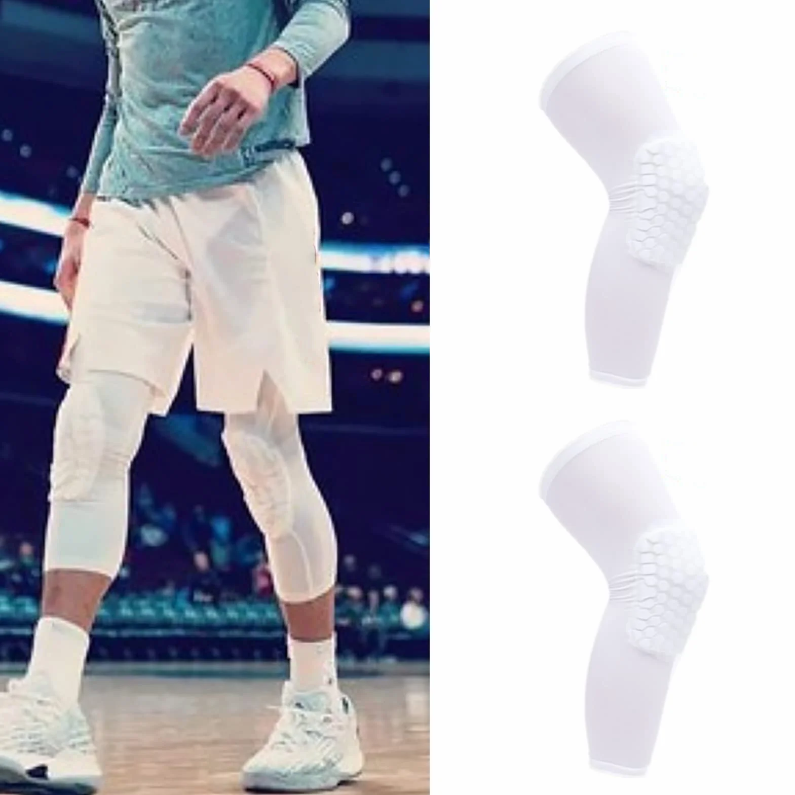 Ginocchiera Unisex a Compressione Anticollisione a Nido d'Ape per Pallacanestro (M 160-175 cm)
