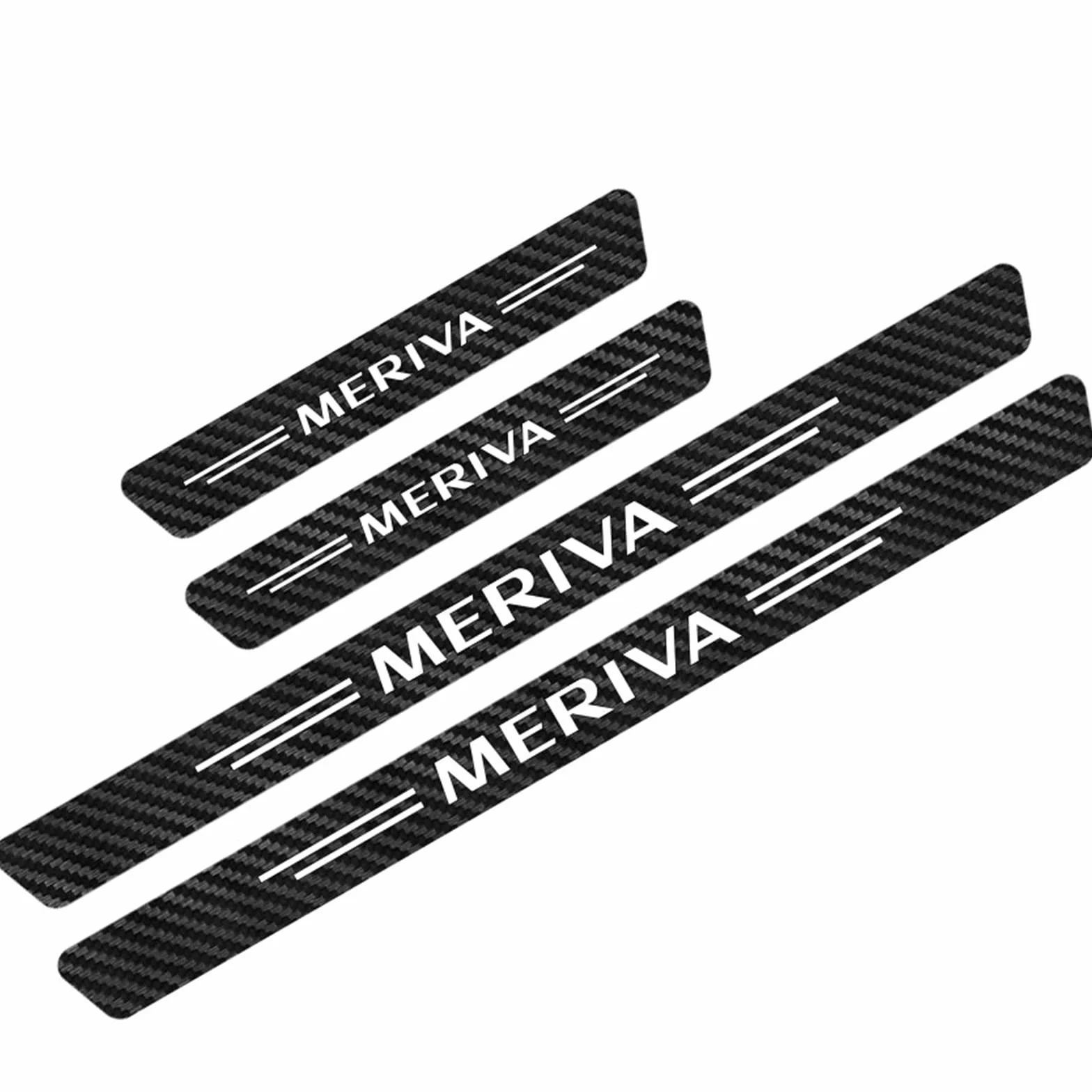 4 Pezzi Car Adesivi Soglia Fibra Carbonio per Op-el Meriva, Battitacco Pedal Stickers AntiGraffio Pellicola Protettiva, Auto Styling Accessori Decorative