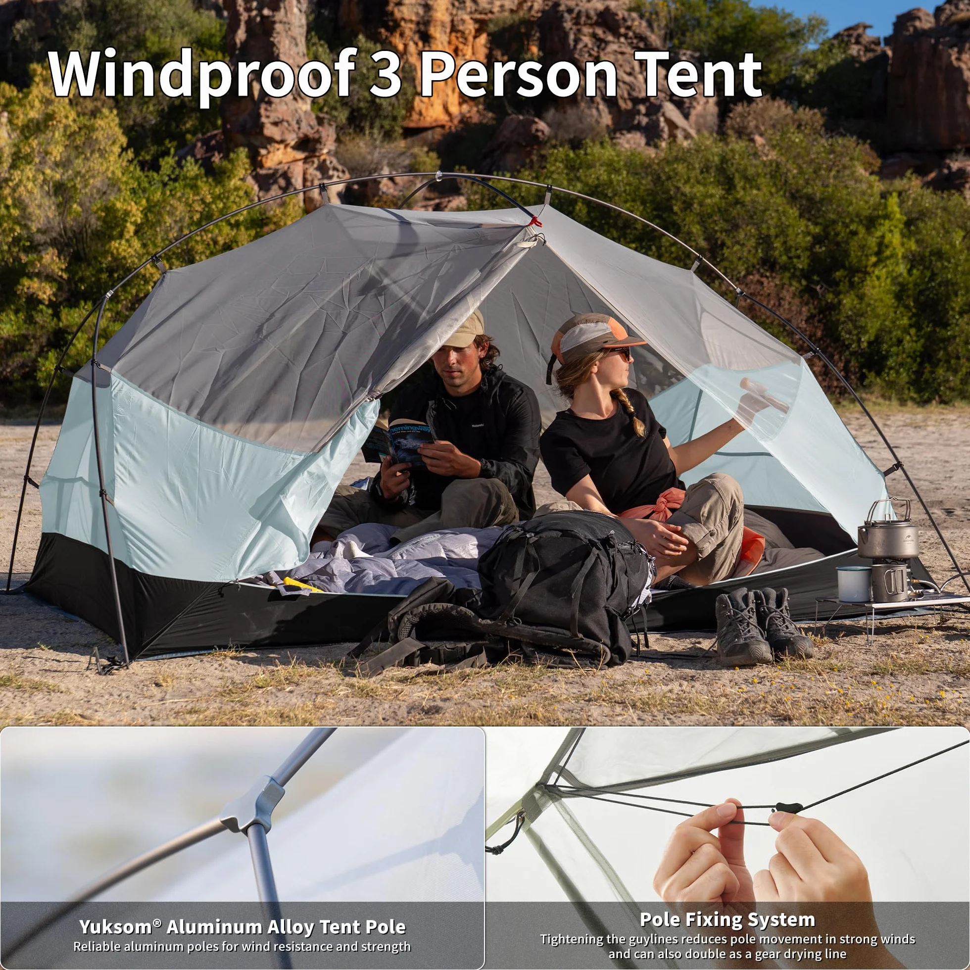 Naturehike Mongar Base Tenda da campeggio 2-3 persone ultraleggera impermeabile trekking